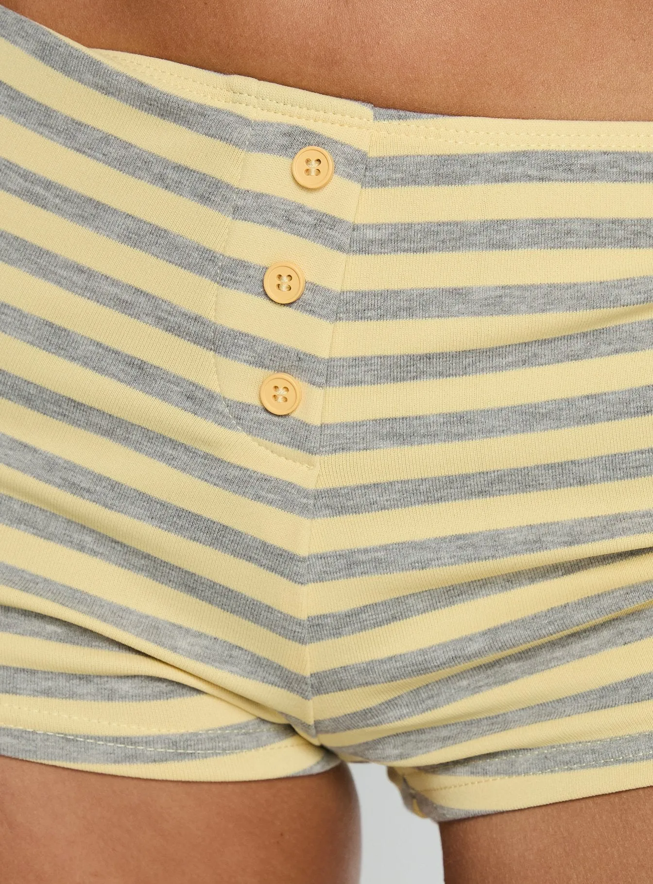 Azazel Button Detail Micro Boxer Shorts Yellow / Grey Stripe sold by Princess Polly product image thumbnail 5