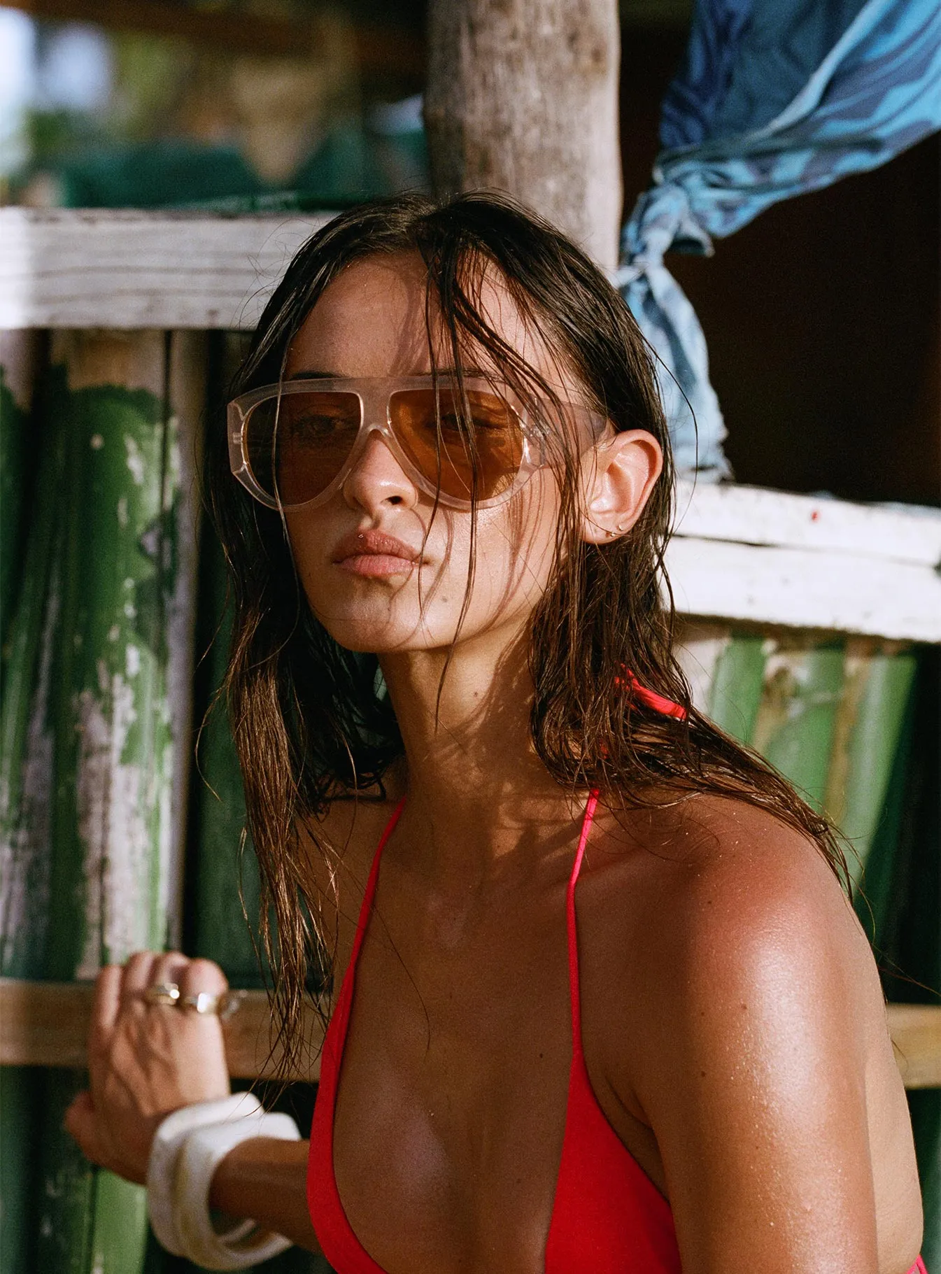 Porschia Sunglasses Clear / Amber sold by Princess Polly