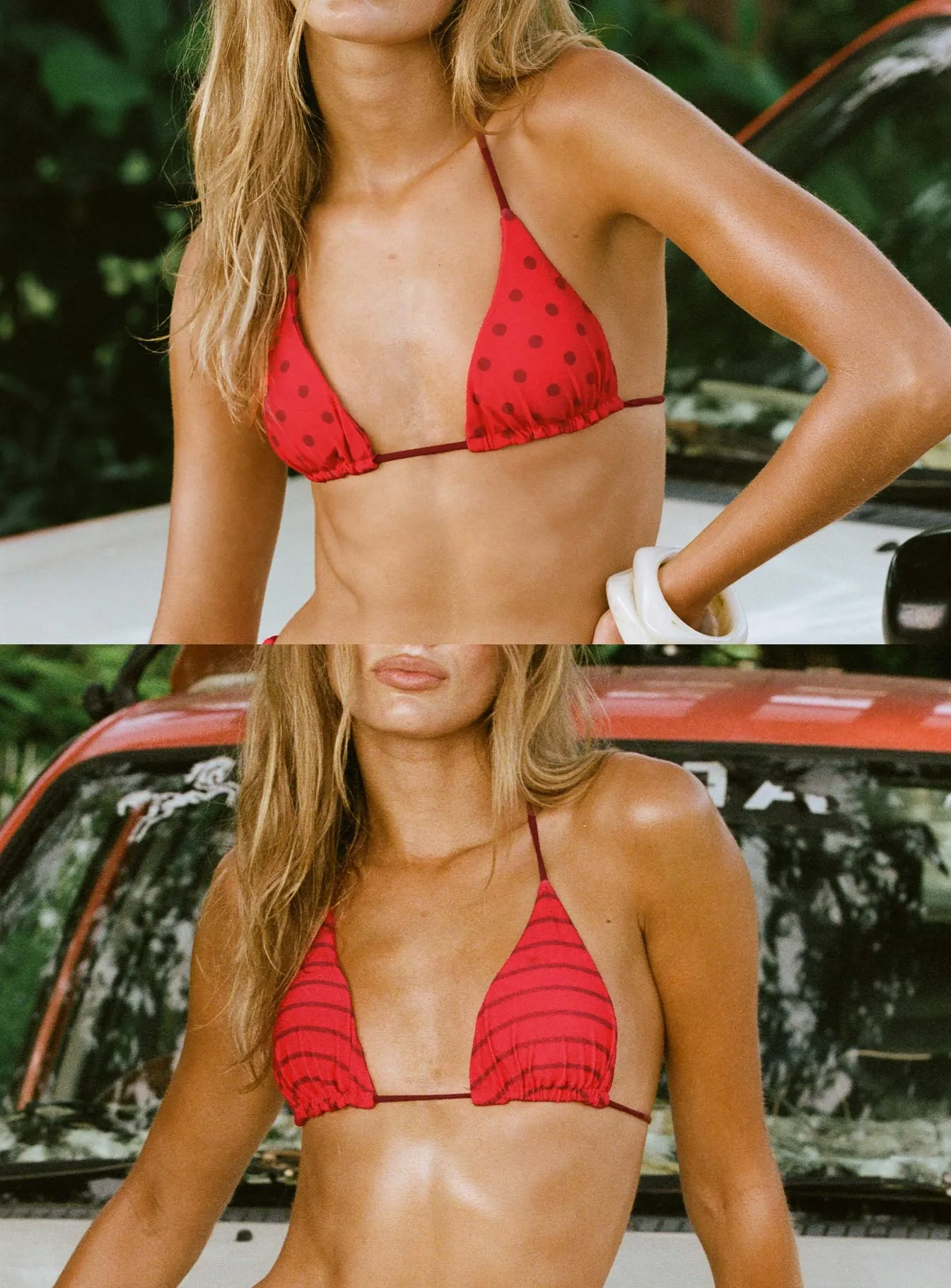 Jenner Reversible Triangle Bikini Top Red Polka sold by Princess Polly