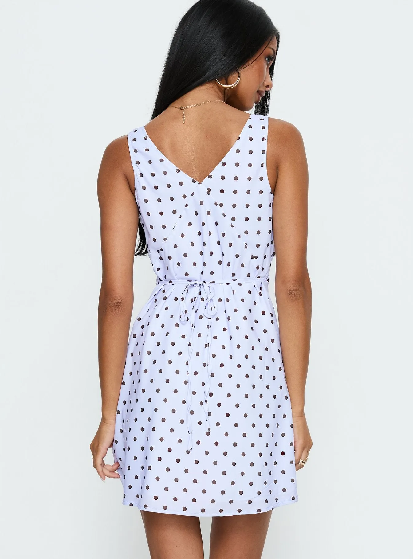 Nellie Mini Dress Blue / Brown Polka Dot sold by Princess Polly product image thumbnail 5