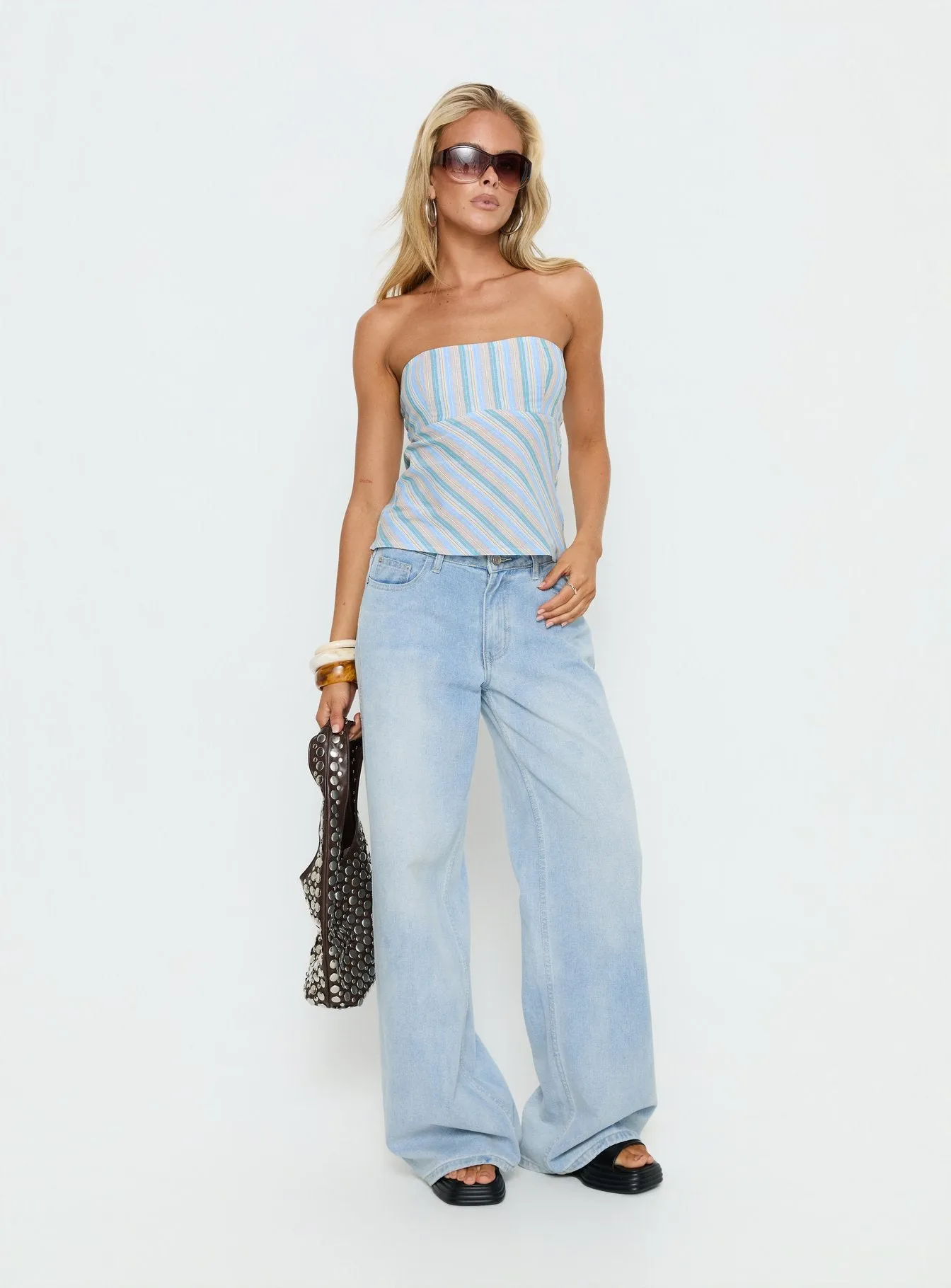Elery Strapless Top Blue Stripe sold by Princess Polly product image thumbnail 3