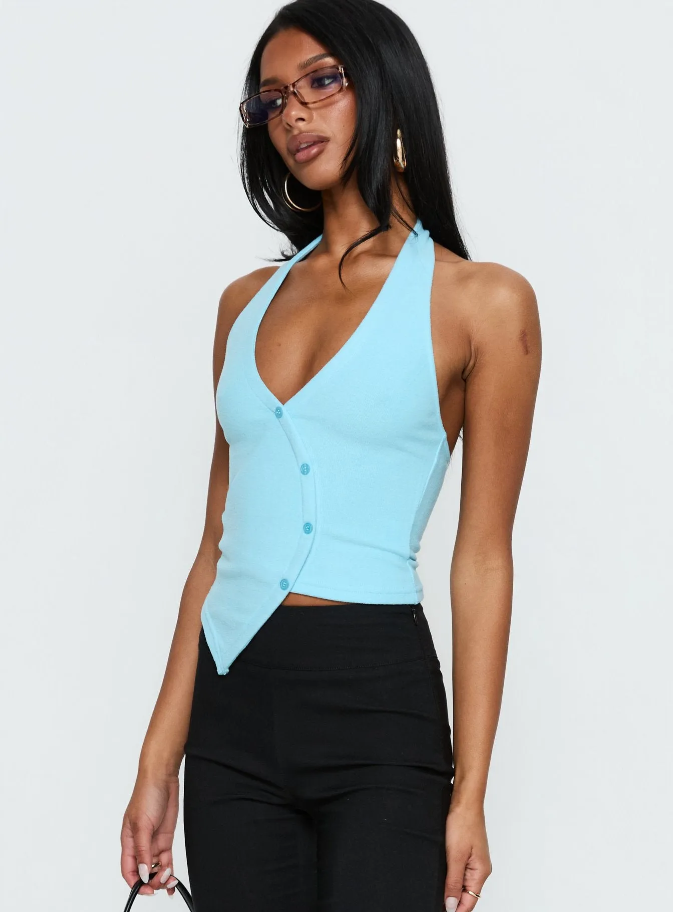 Avrilla Wrap Knit Top Blue sold by Princess Polly product image thumbnail 4
