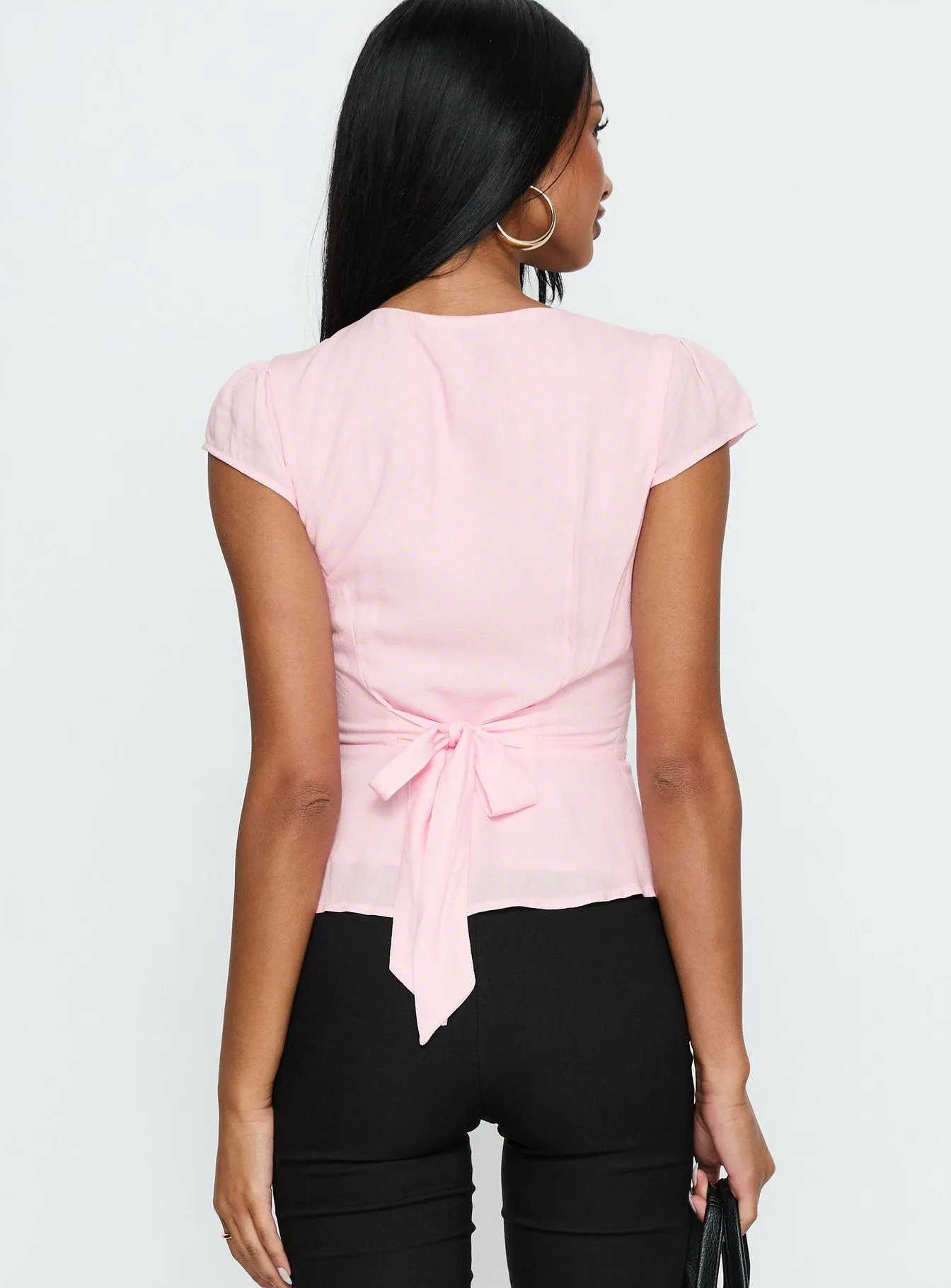 Dalanna Cap Sleeve Top Pink / Lemon Polka sold by Princess Polly product image thumbnail 5