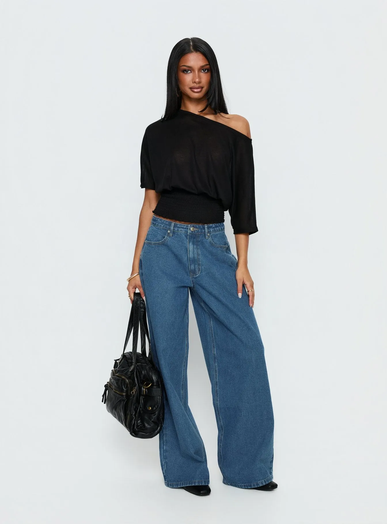 Naylor Mid Rise Wide Leg Jeans Mid Blue Wash sold by Princess Polly product image thumbnail 3