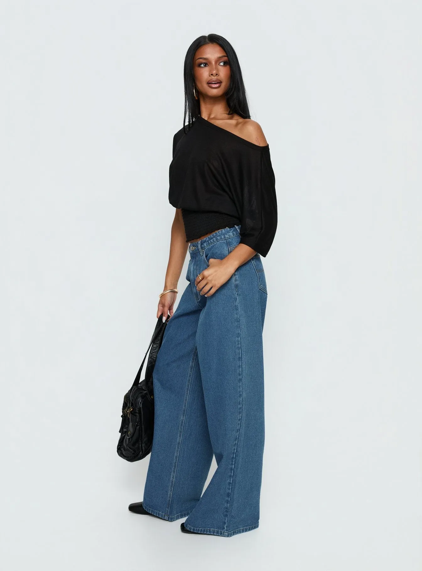 Naylor Mid Rise Wide Leg Jeans Mid Blue Wash sold by Princess Polly product image thumbnail 4
