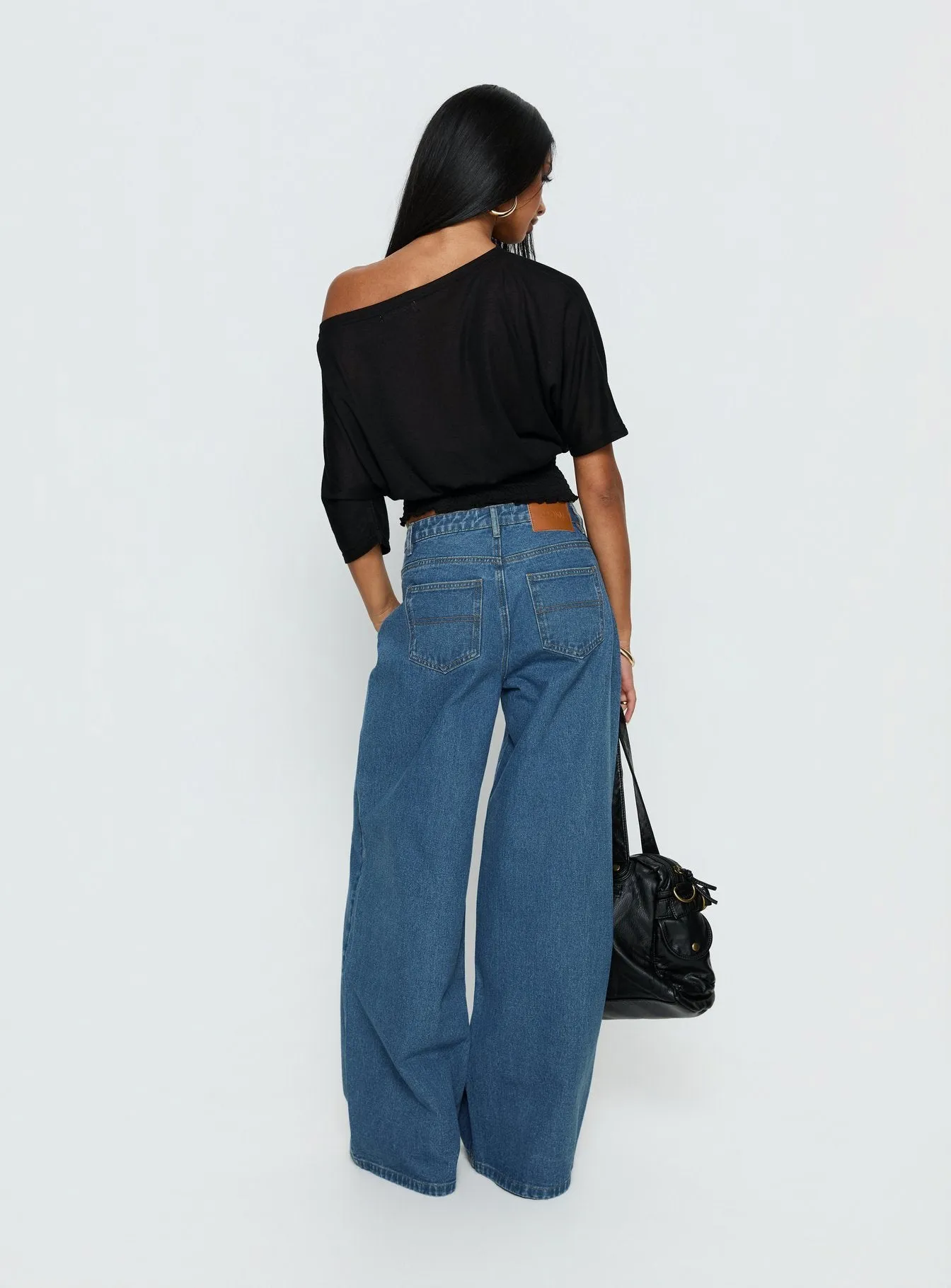 Naylor Mid Rise Wide Leg Jeans Mid Blue Wash sold by Princess Polly product image thumbnail 5