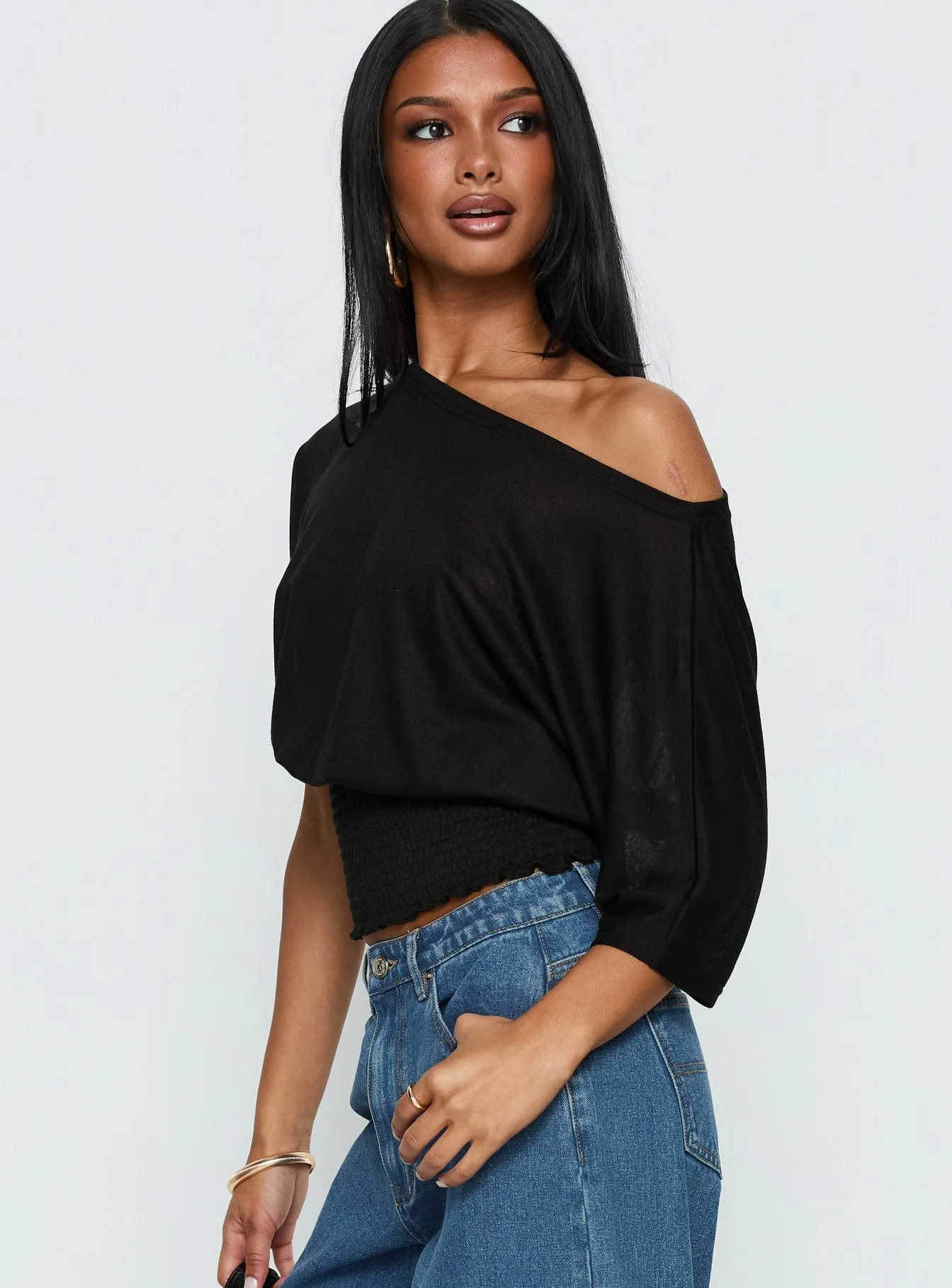 Dayten Off Shoulder Sheer Top Black sold by Princess Polly product image thumbnail 4