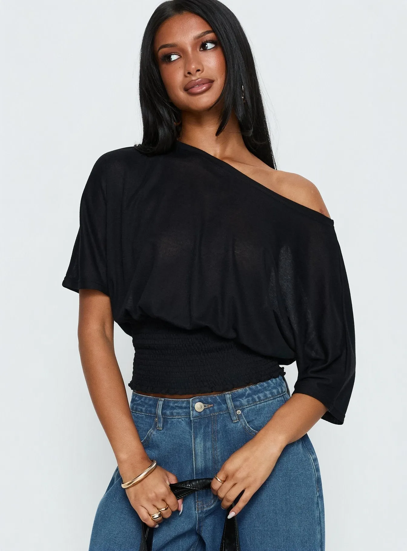 Dayten Off Shoulder Sheer Top Black sold by Princess Polly product image thumbnail 2