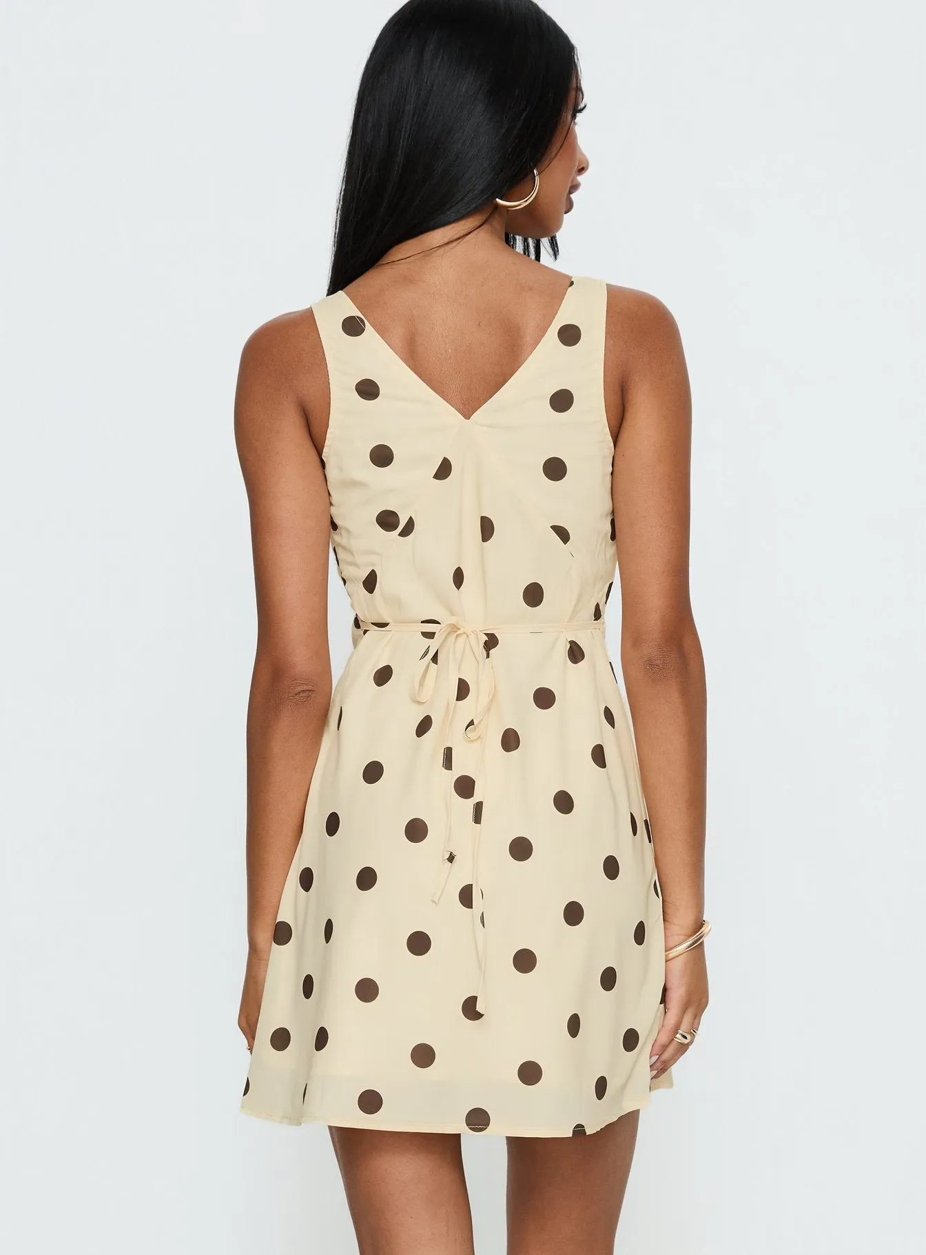 Nellie Mini Dress Lemon / Brown Polka Dot sold by Princess Polly product image thumbnail 5