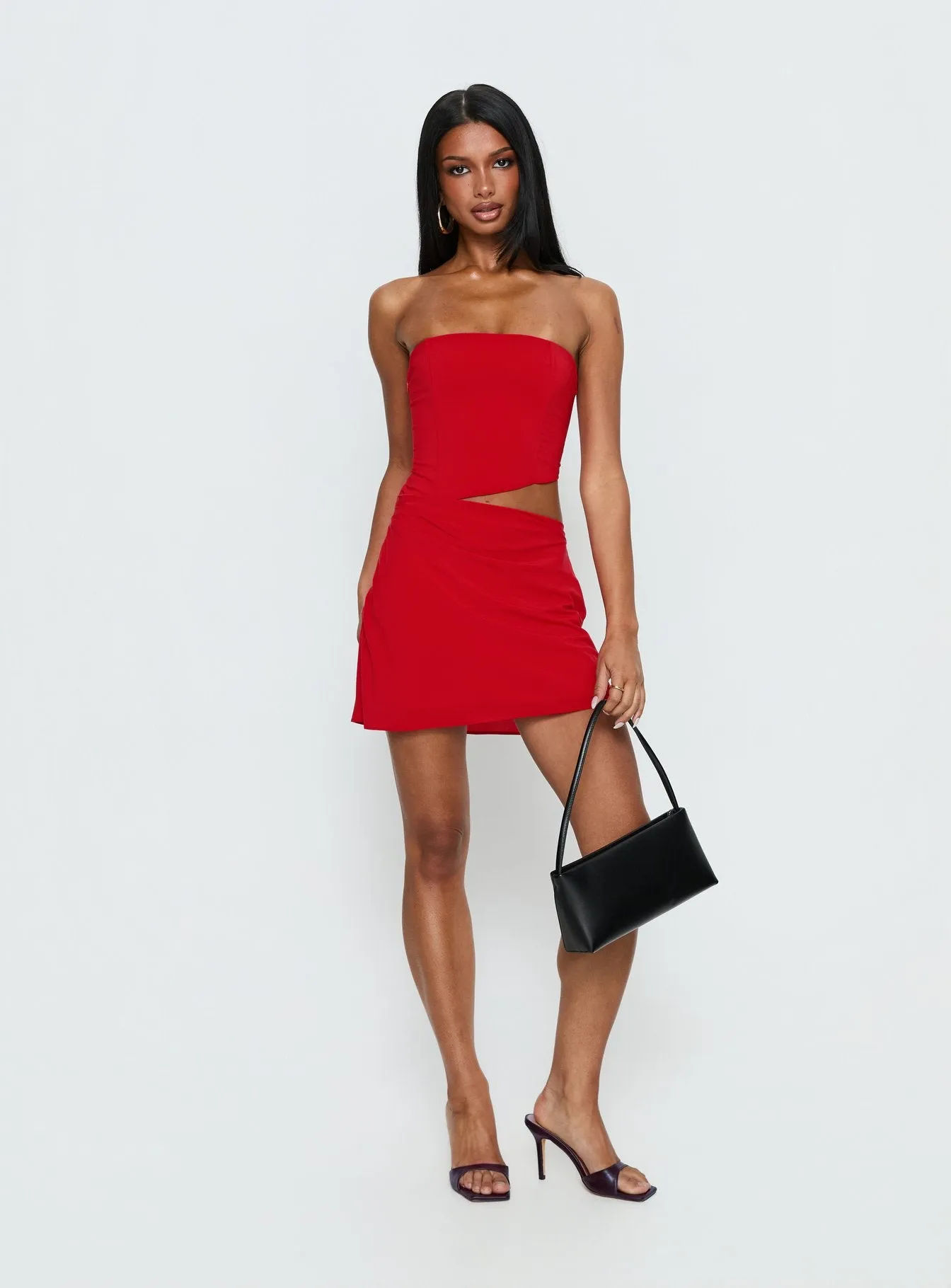 Jasira Strapless Drape Mini Dress Bold Red sold by Princess Polly product image thumbnail 2