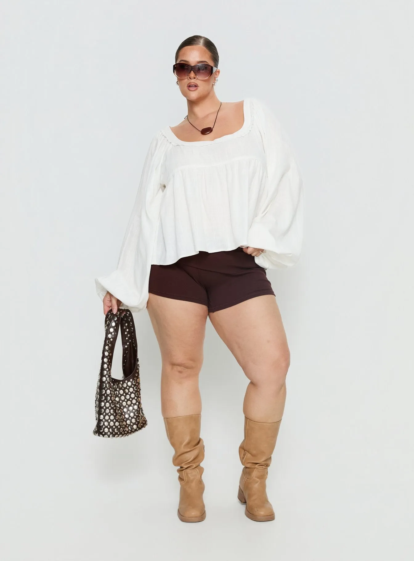 Benjie Long Sleeve Top White Curve sold by Princess Polly product image thumbnail 3