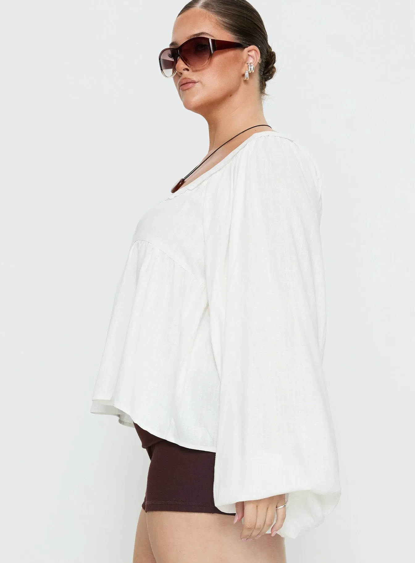 Benjie Long Sleeve Top White Curve sold by Princess Polly product image thumbnail 4