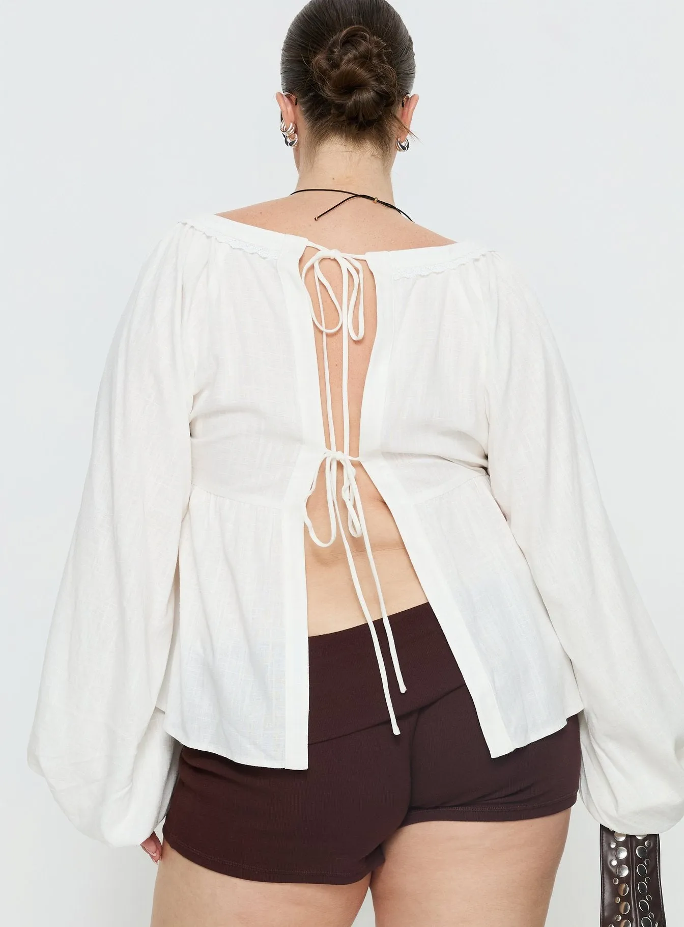 Benjie Long Sleeve Top White Curve sold by Princess Polly product image thumbnail 5