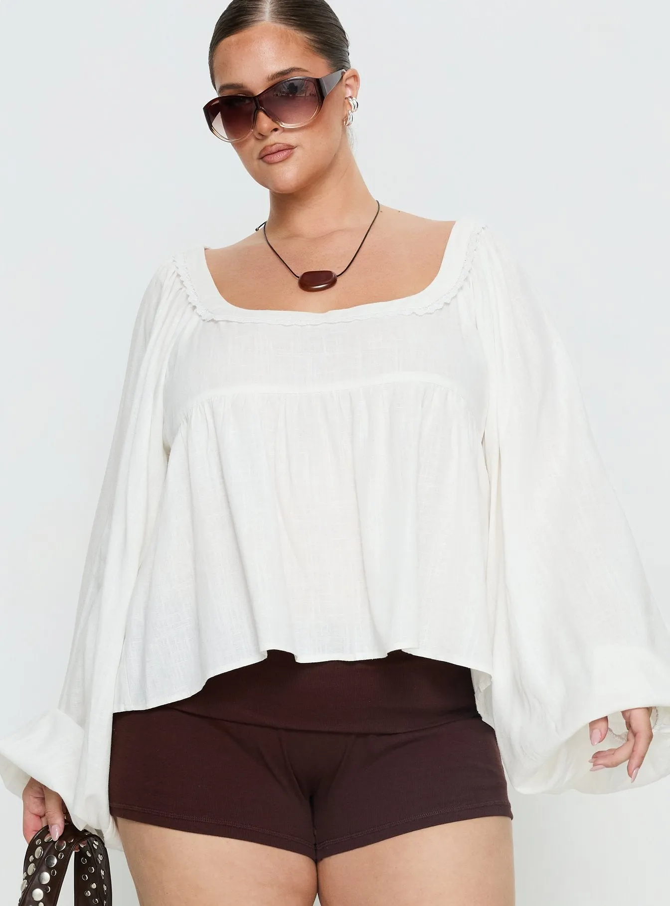 Benjie Long Sleeve Top White Curve sold by Princess Polly product image thumbnail 2