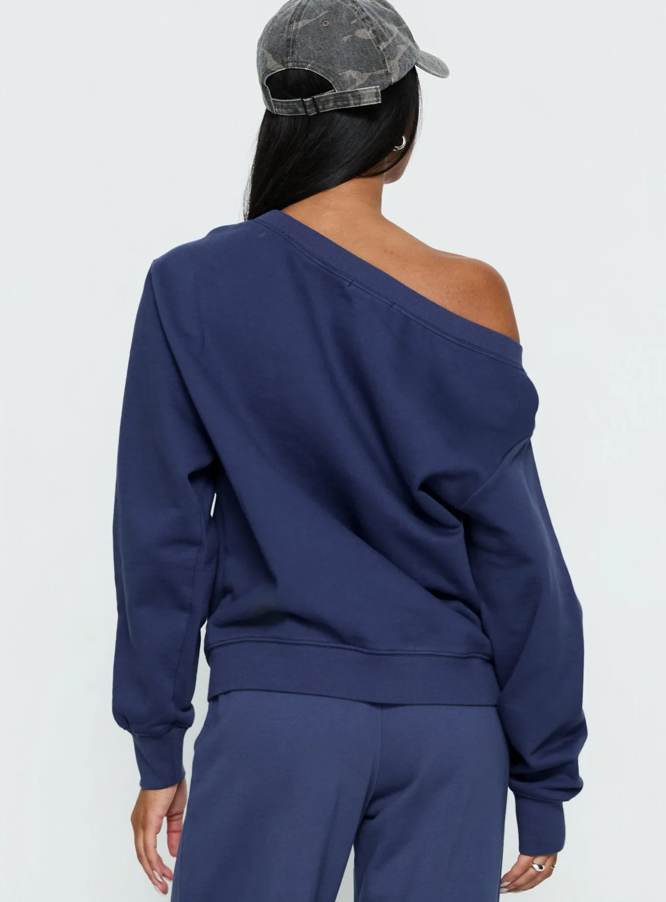 Wellness Off the Shoulder Jumper Navy sold by Princess Polly product image thumbnail 5