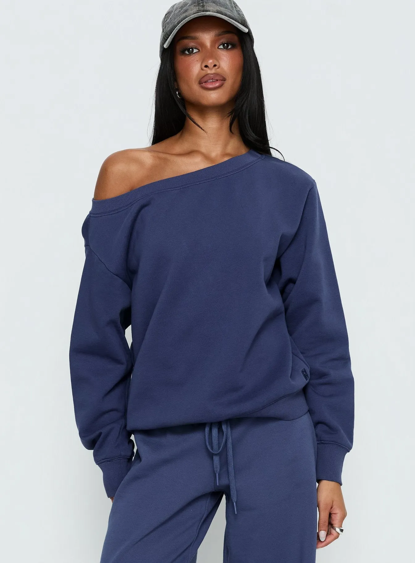 Wellness Off the Shoulder Jumper Navy sold by Princess Polly product image thumbnail 2