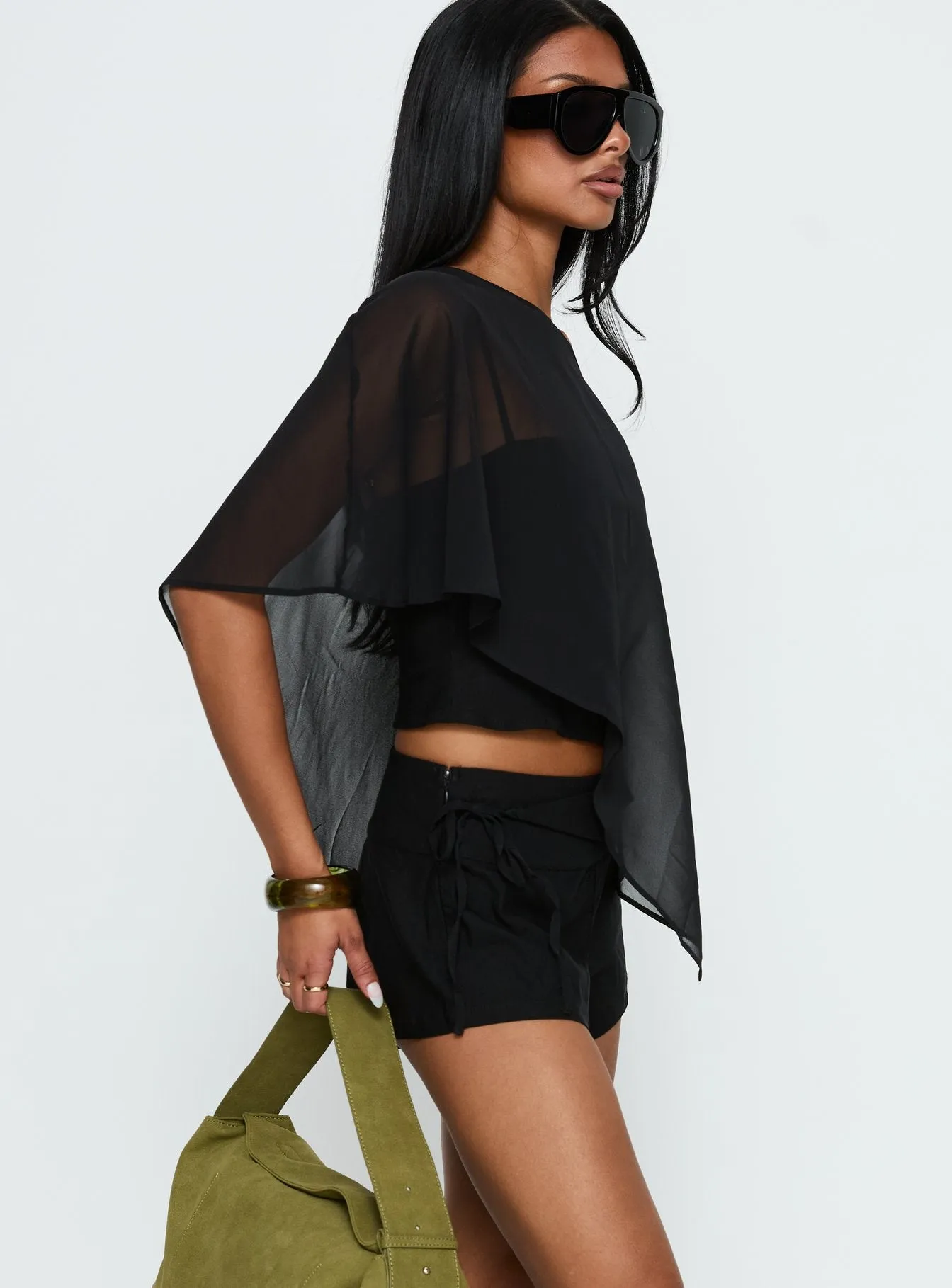 Senzo Wrap Shorts Black sold by Princess Polly product image thumbnail 4