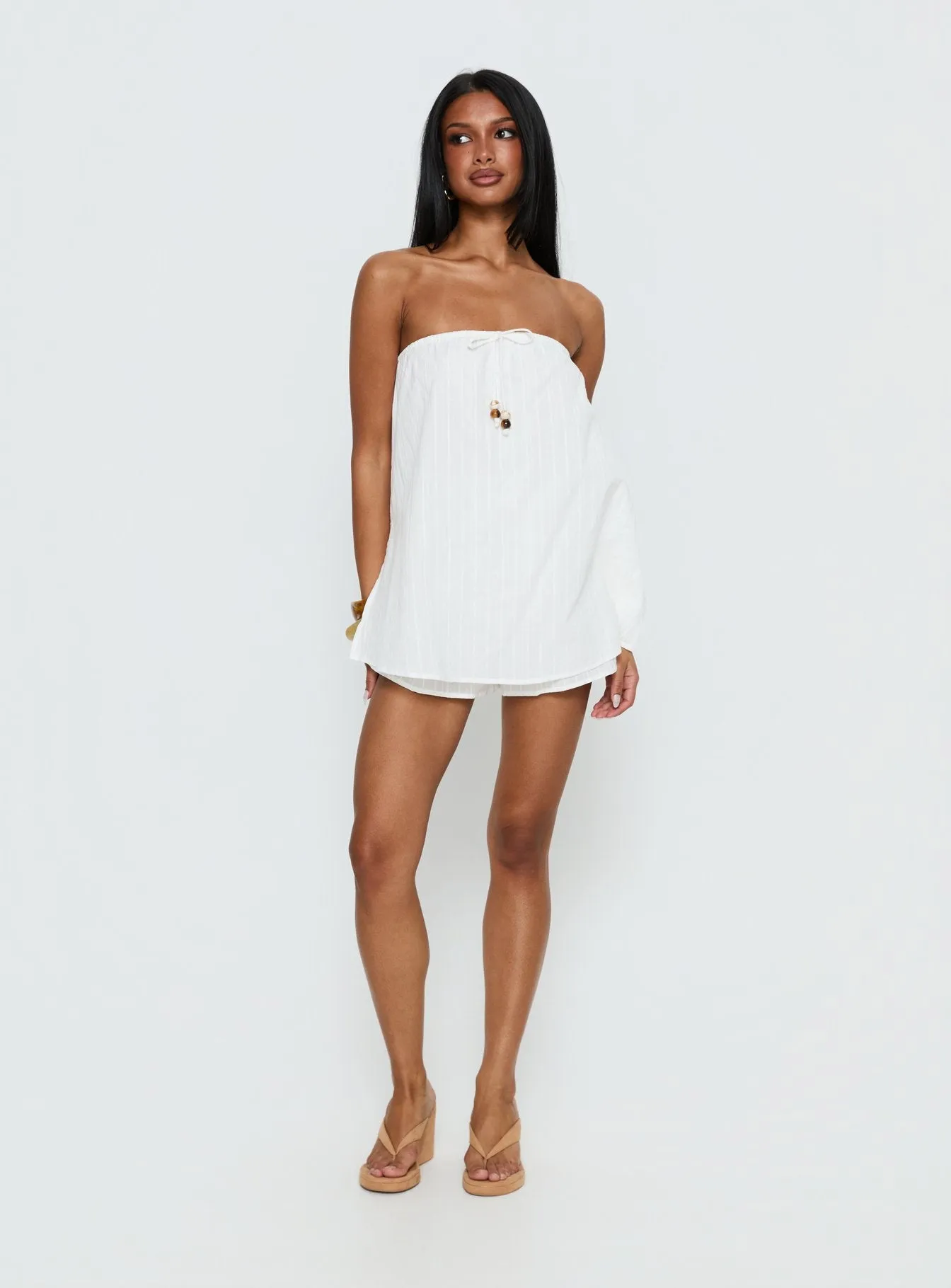 Isafelia Strapless Playsuit Off White sold by Princess Polly product image thumbnail 3