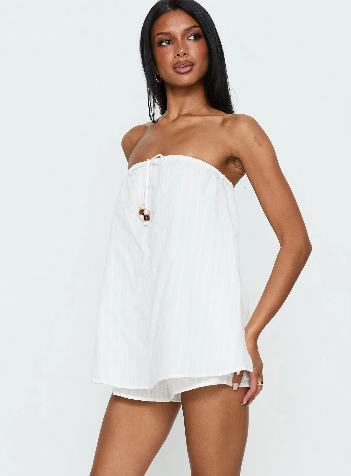 Isafelia Strapless Playsuit Off White sold by Princess Polly product image thumbnail 4