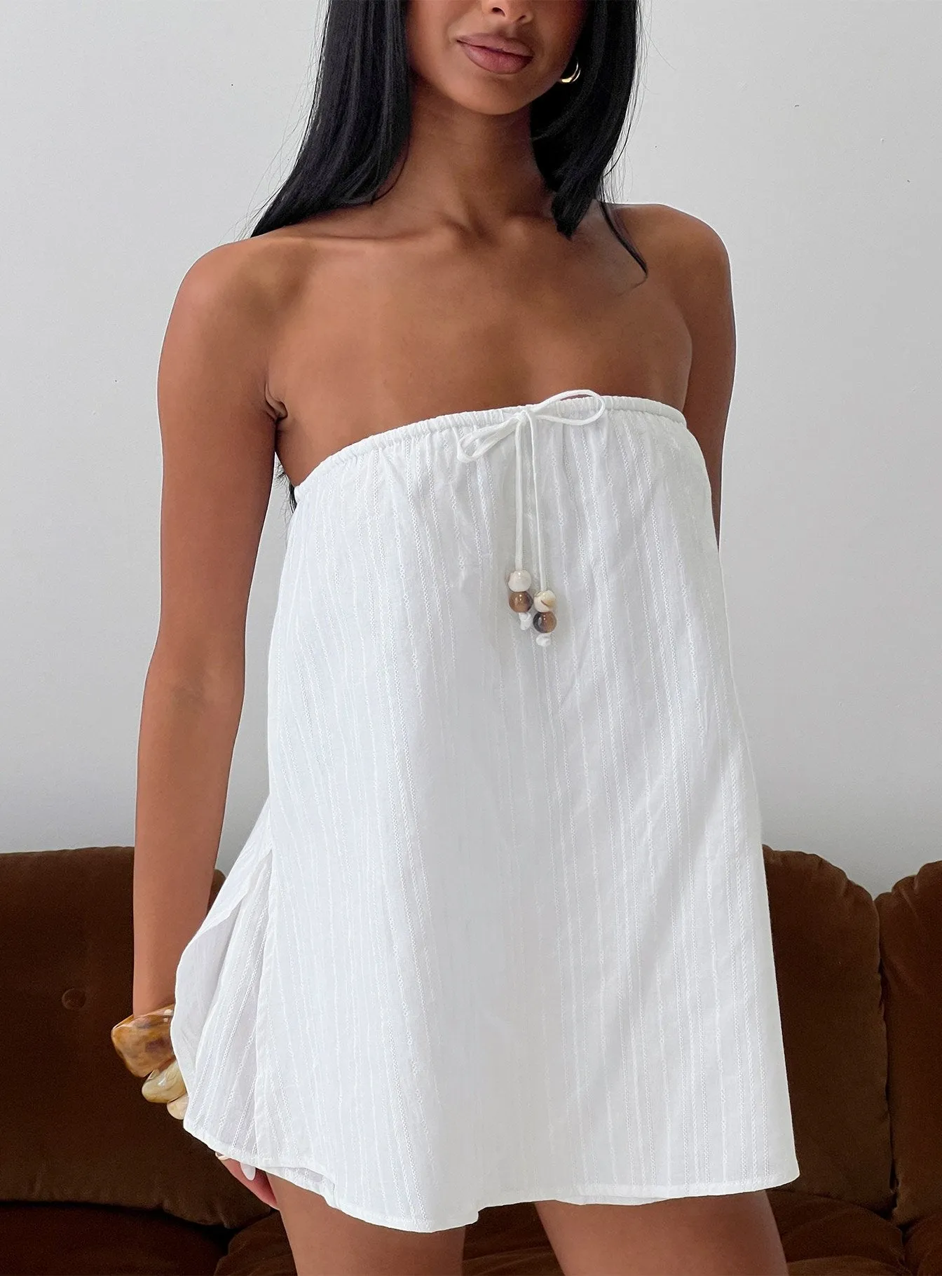 Isafelia Strapless Playsuit Off White sold by Princess Polly