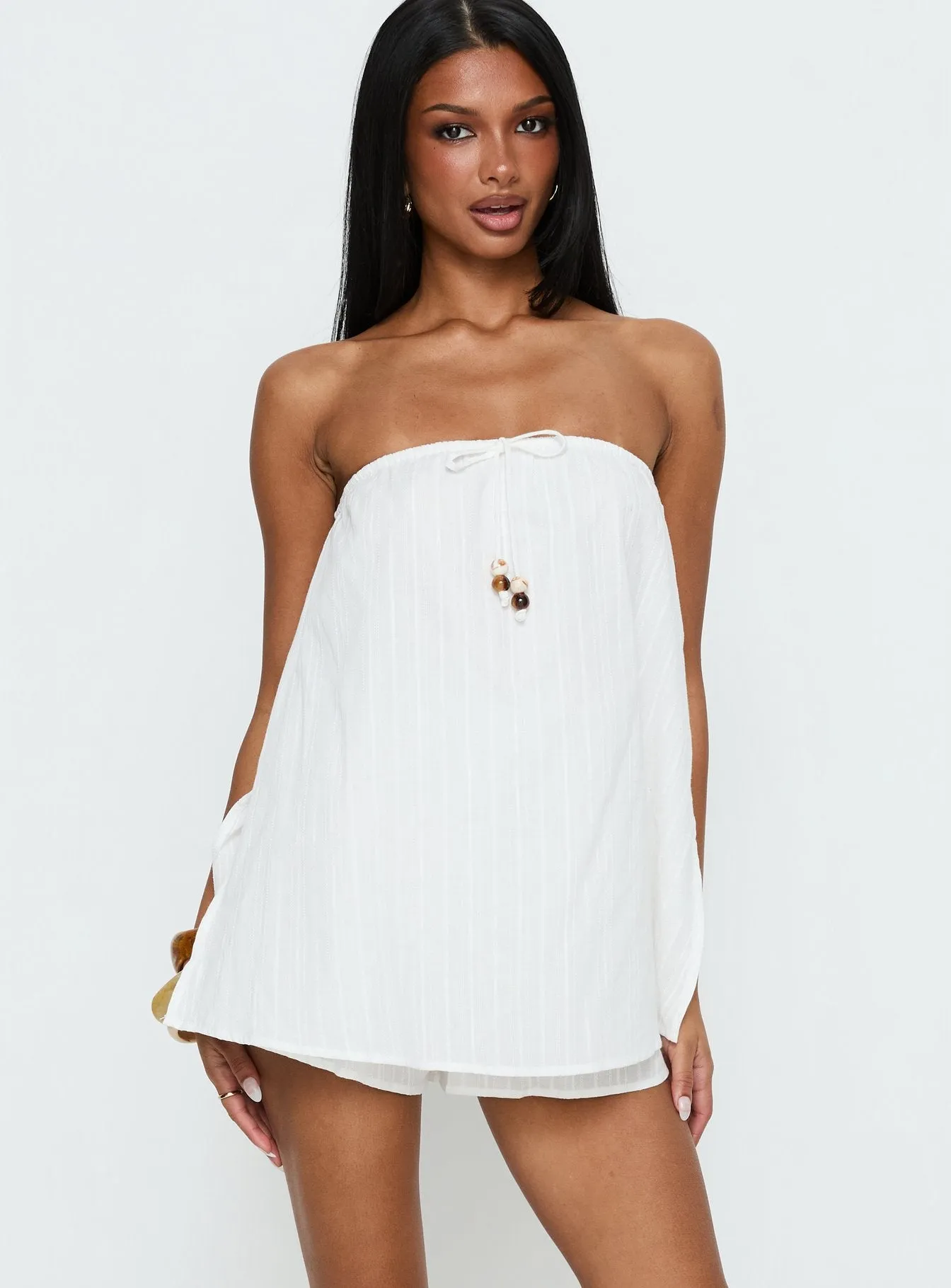 Isafelia Strapless Playsuit Off White sold by Princess Polly product image thumbnail 2