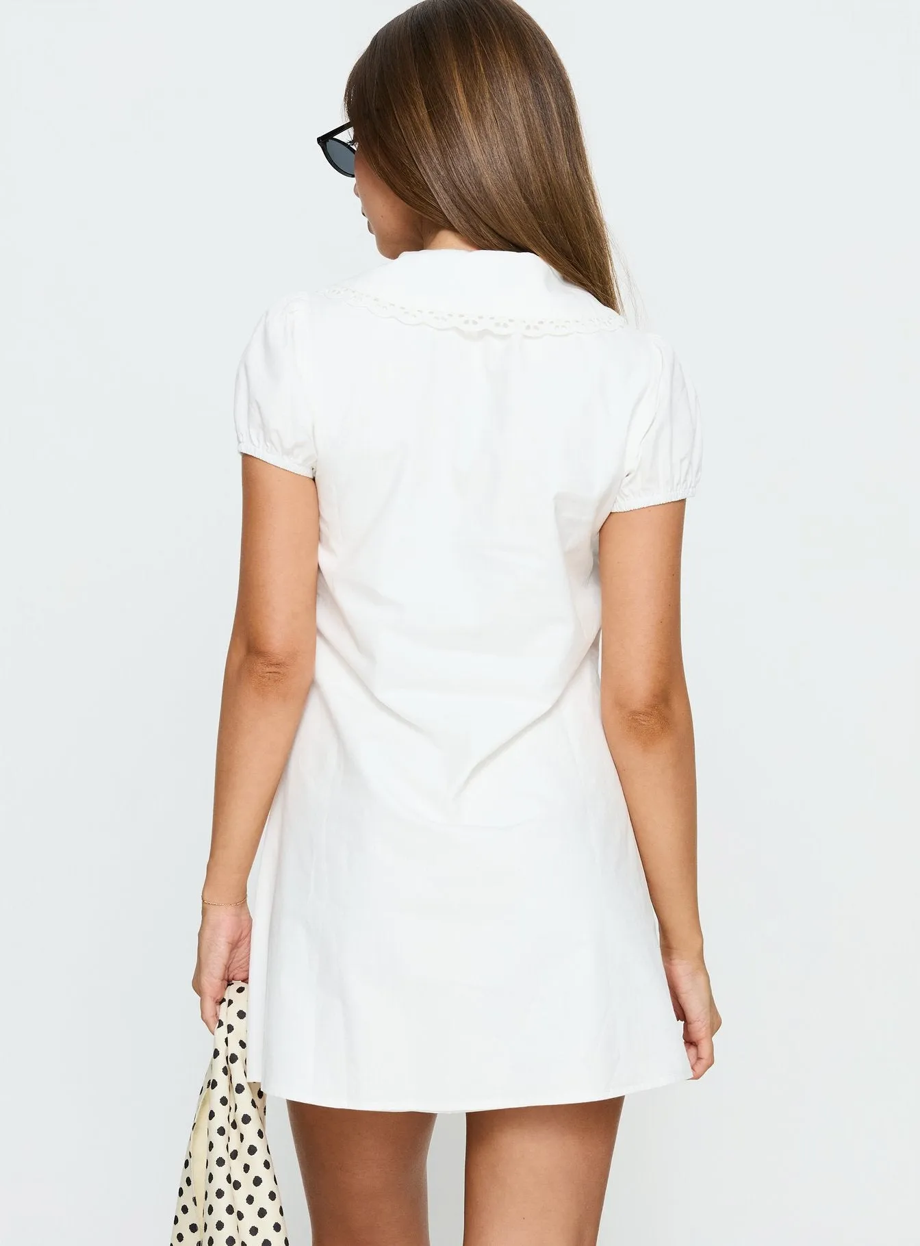 You've Got Mail Lace Trim Keyhole Mini Dress White sold by Princess Polly product image thumbnail 5