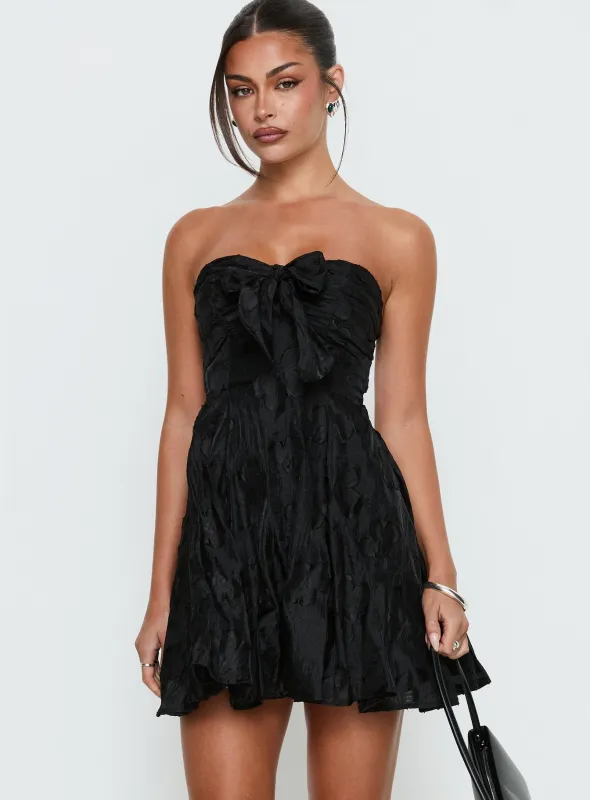 Loulani Strapless Mini Dress Black made by Princess Polly