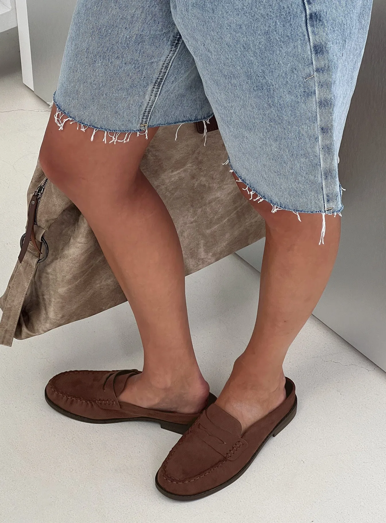 Therapy Atticus Faux Suede Slip On Loafer Brown sold by Princess Polly