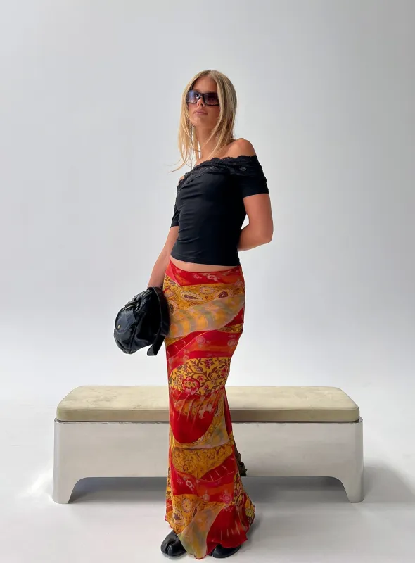Rowana Maxi Skirt Multi Paisley made by Princess Polly