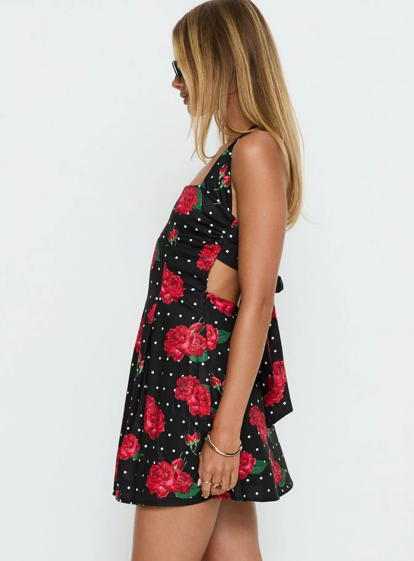 Rosamie Halter Mini Dress Black Polka Floral sold by Princess Polly product image thumbnail 4