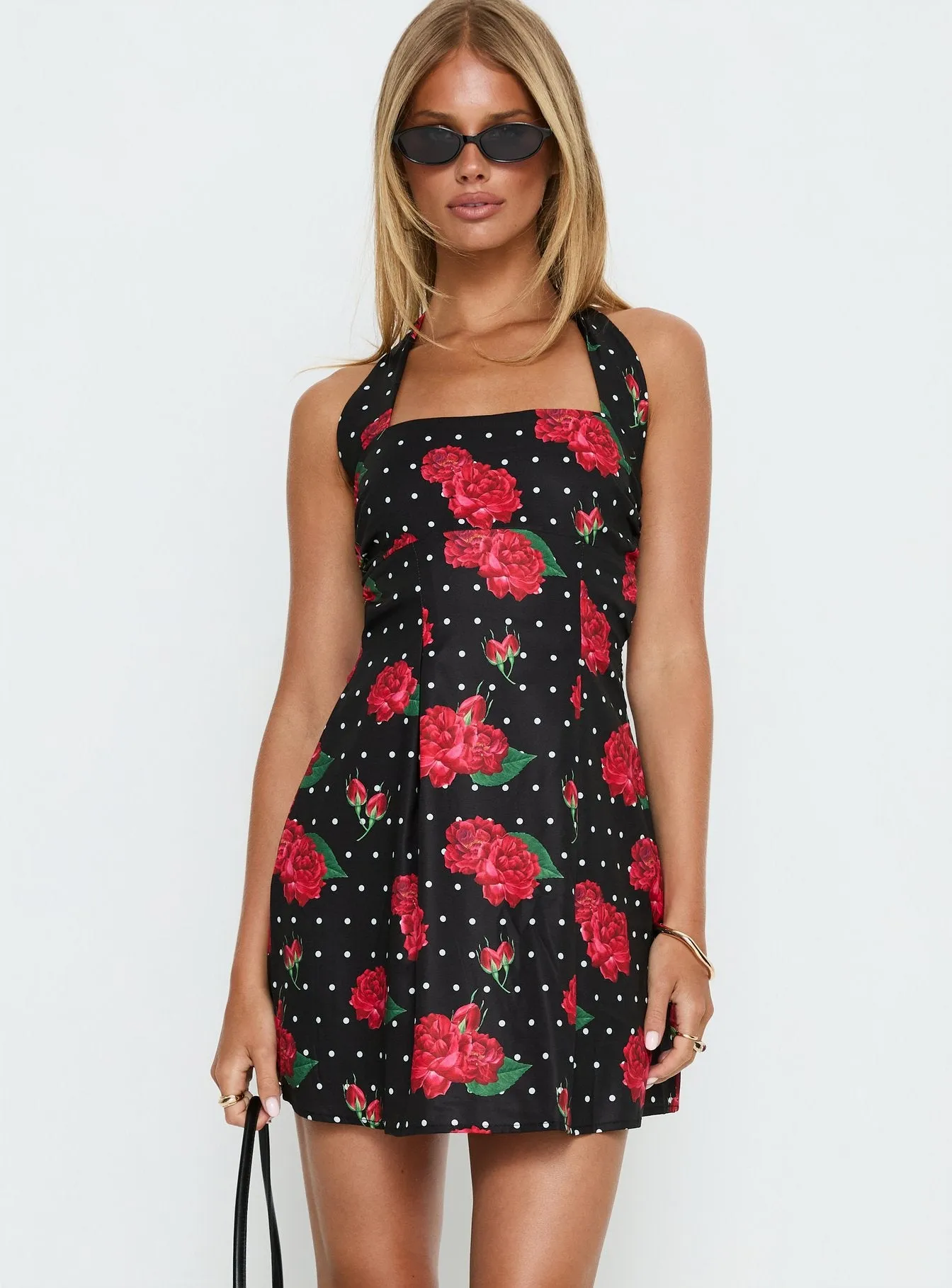 Rosamie Halter Mini Dress Black Polka Floral sold by Princess Polly product image thumbnail 2
