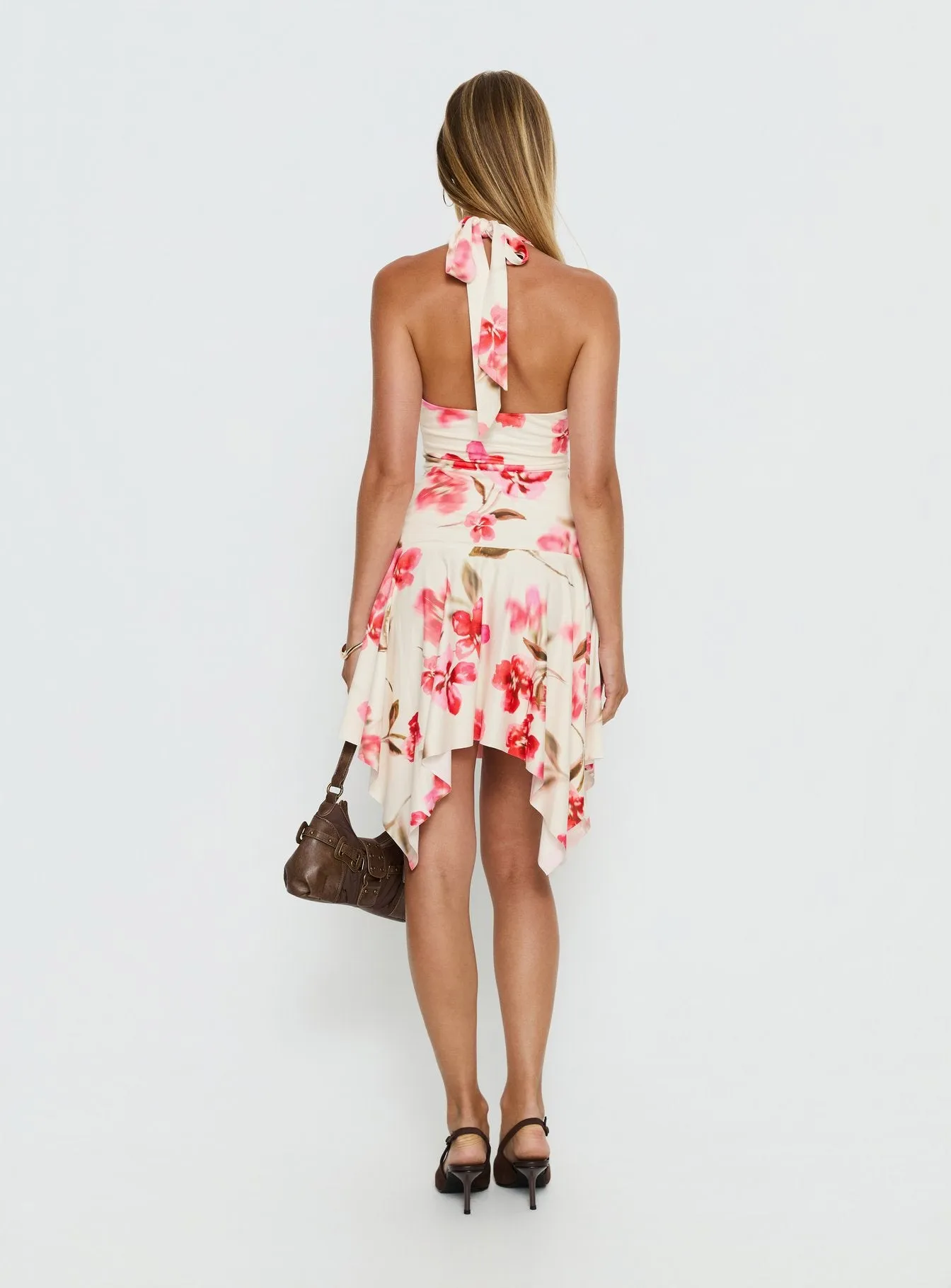Loreza Halter Asymmetrical Midi Dress Cream Floral sold by Princess Polly product image thumbnail 5
