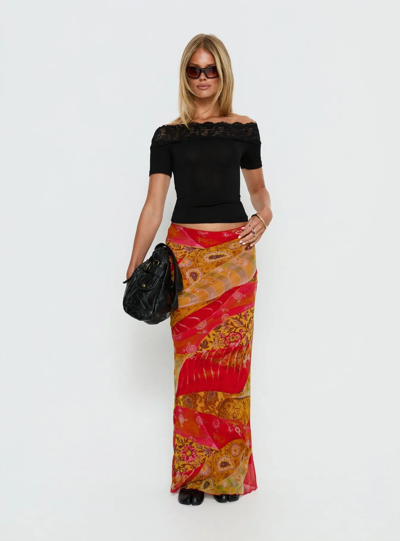 Breiann Lace Off Shoulder Short Sleeve Top Black sold by Princess Polly product image thumbnail 3