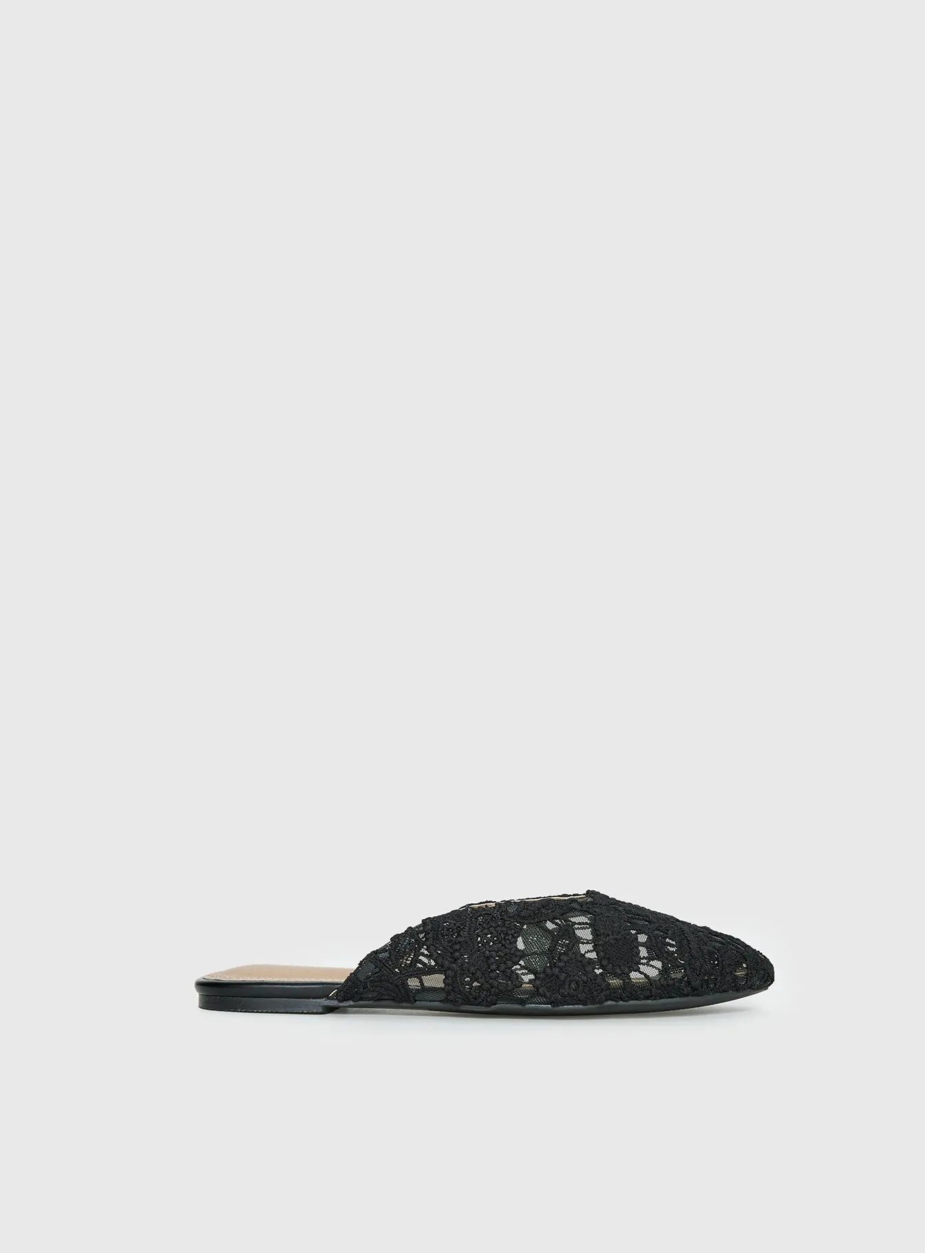 Gretta Lace Slip On Flats Black sold by Princess Polly