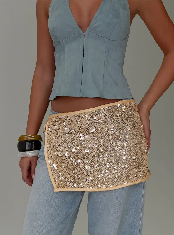 Sonique Sequin Crochet Sarong Gold made by Princess Polly