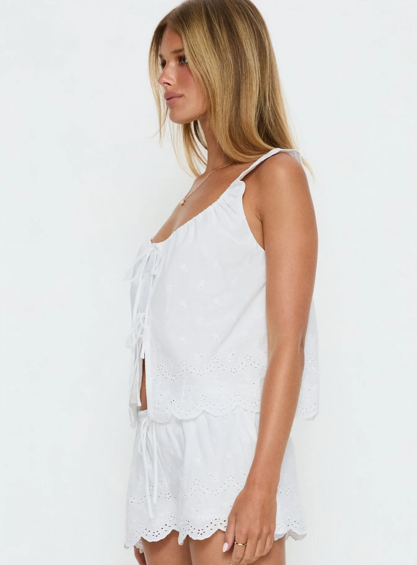 Love of Mine Scoop Anglaise Sleep Cami Top White sold by Princess Polly product image thumbnail 4