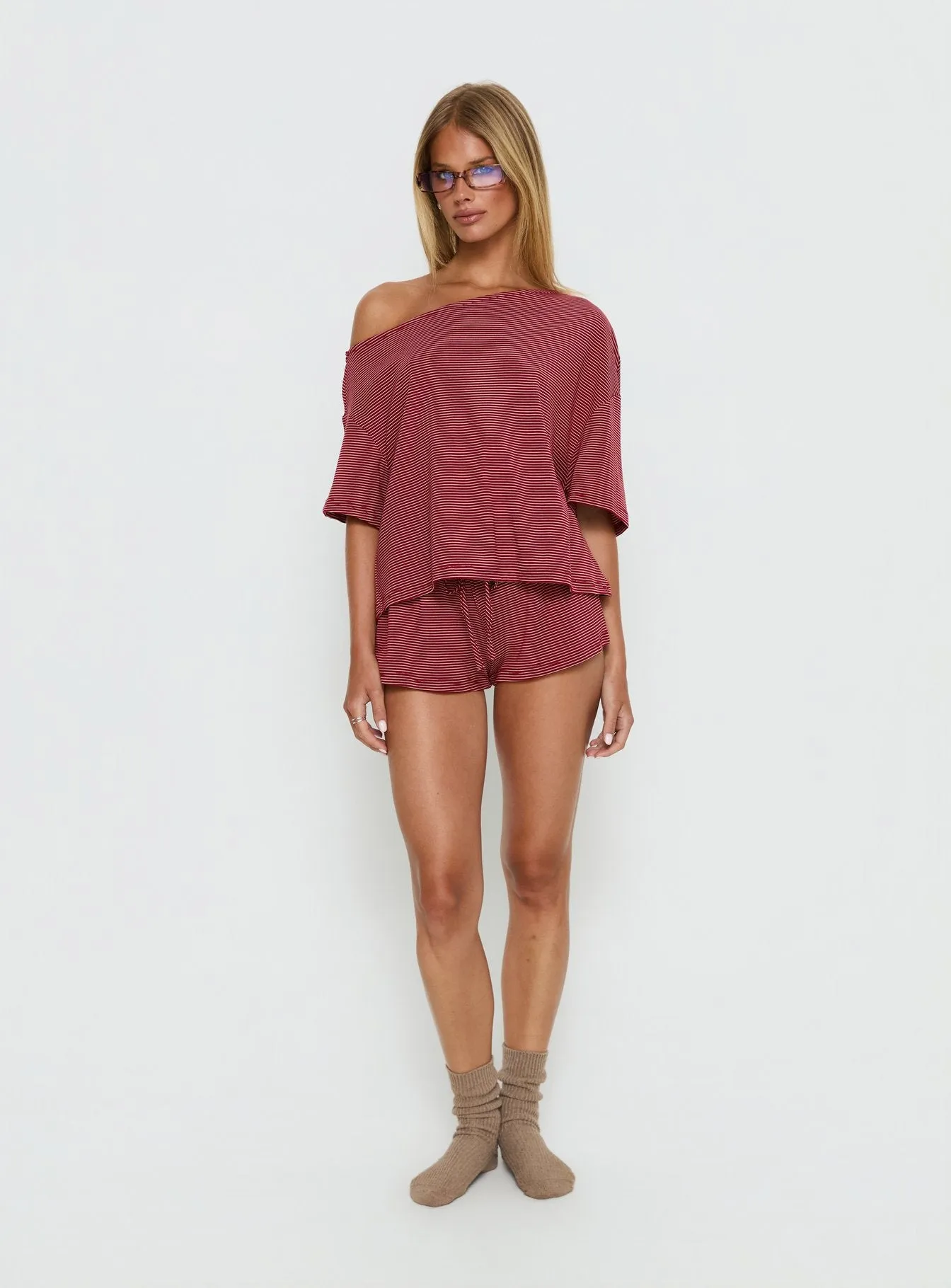 Sugar Surge Tie Waist Shorts Cherry Stripe sold by Princess Polly product image thumbnail 3