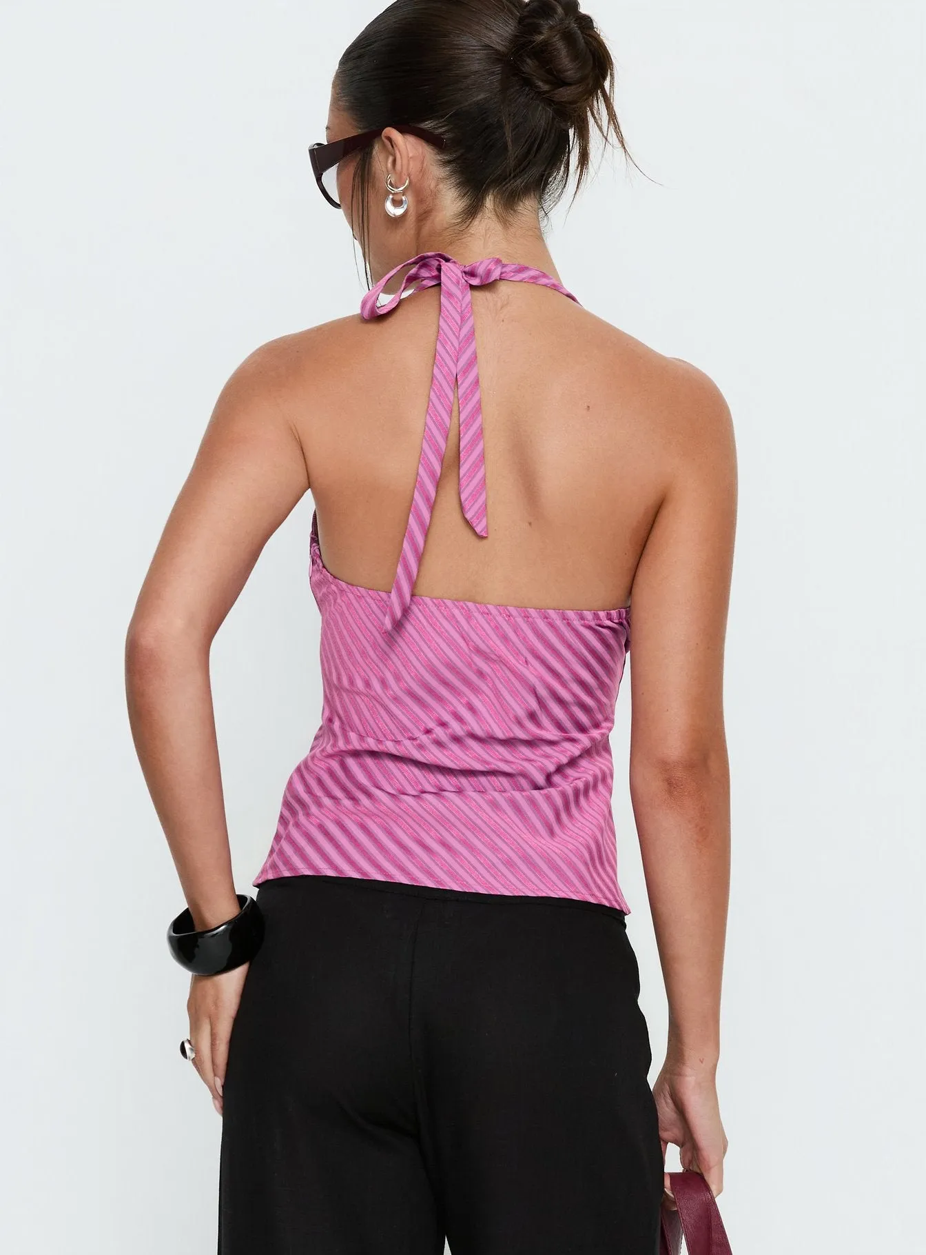 Golden Drift Halter Top Pink Stripe sold by Princess Polly product image thumbnail 4