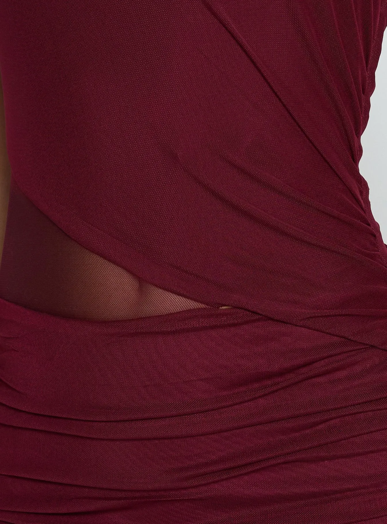 Desta Halter Sheer Maxi Dress Burgundy sold by Princess Polly product image thumbnail 5
