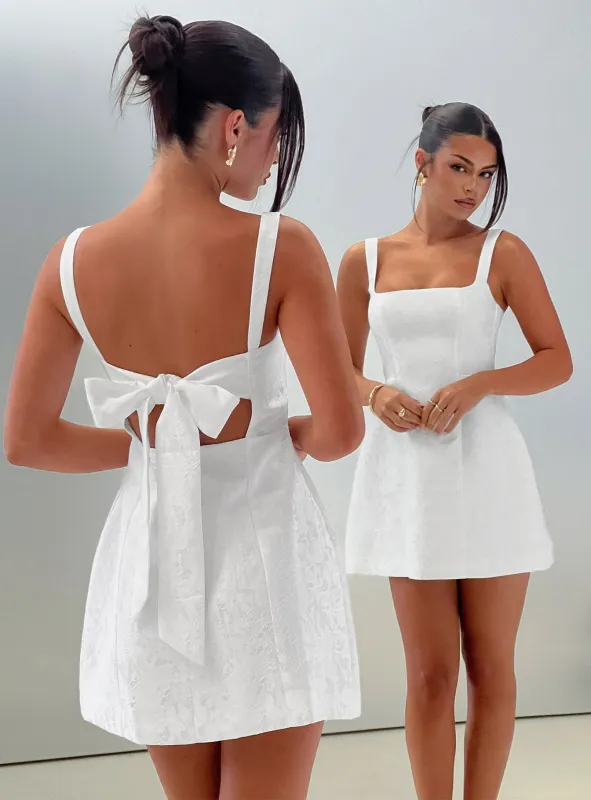 Asterie Bow Detail Mini Dress White made by Princess Polly