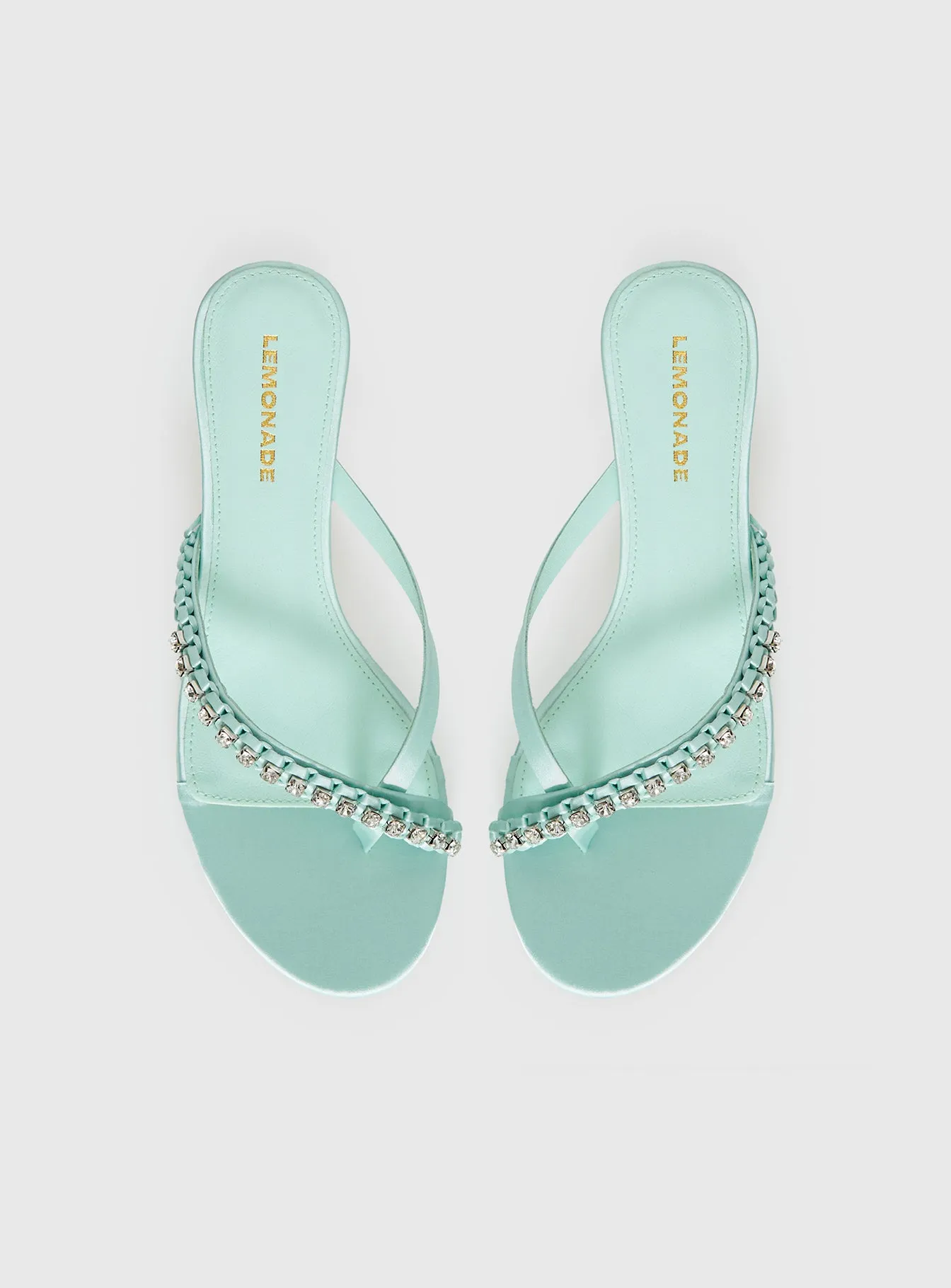 Little Italy Diamante Detail Thong Heels Aqua sold by Princess Polly product image thumbnail 5