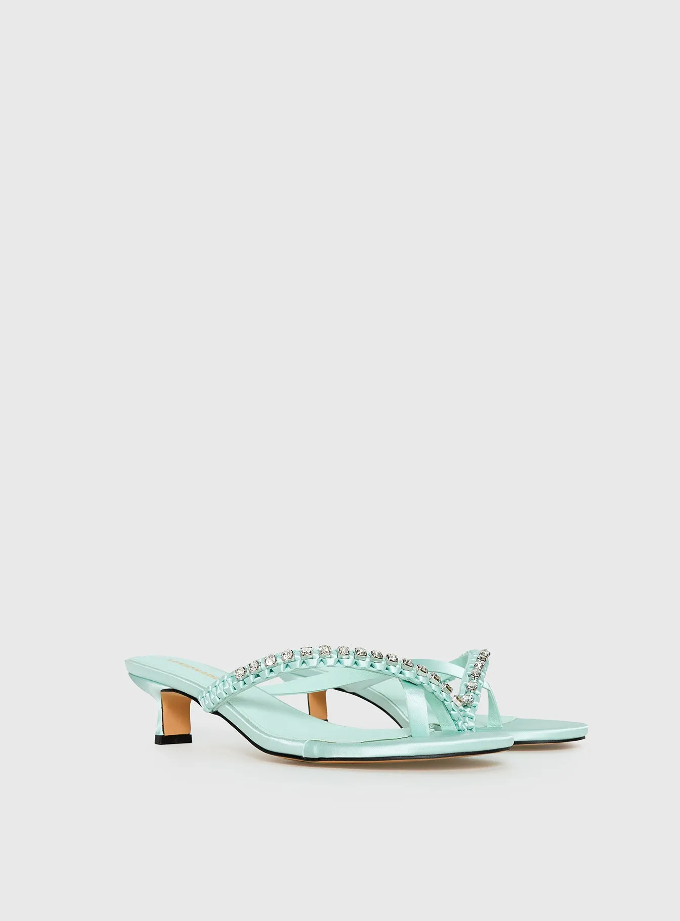 Little Italy Diamante Detail Thong Heels Aqua sold by Princess Polly product image thumbnail 2