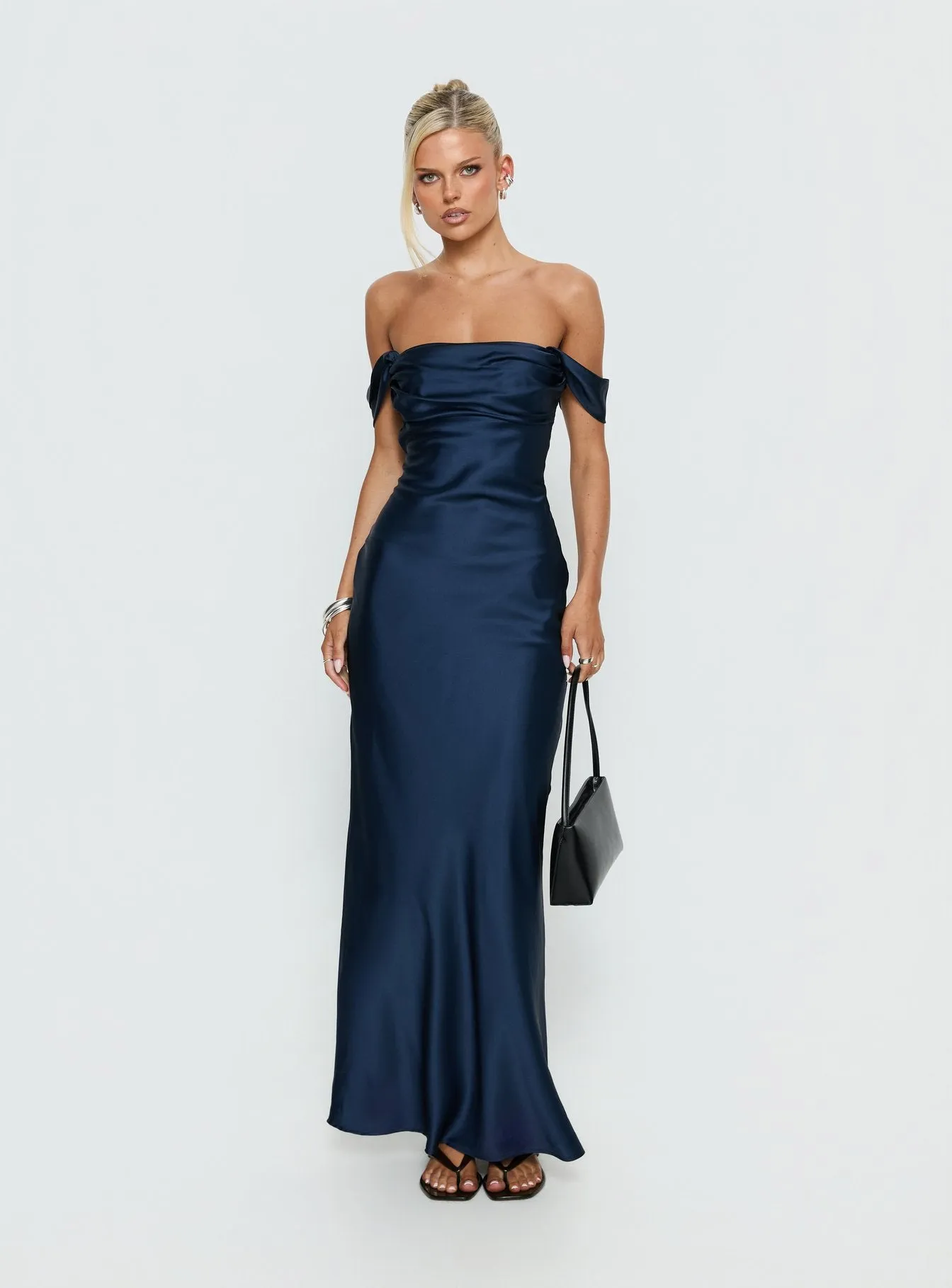 Azura Off The Shoulder Maxi Dress Navy sold by Princess Polly product image thumbnail 2