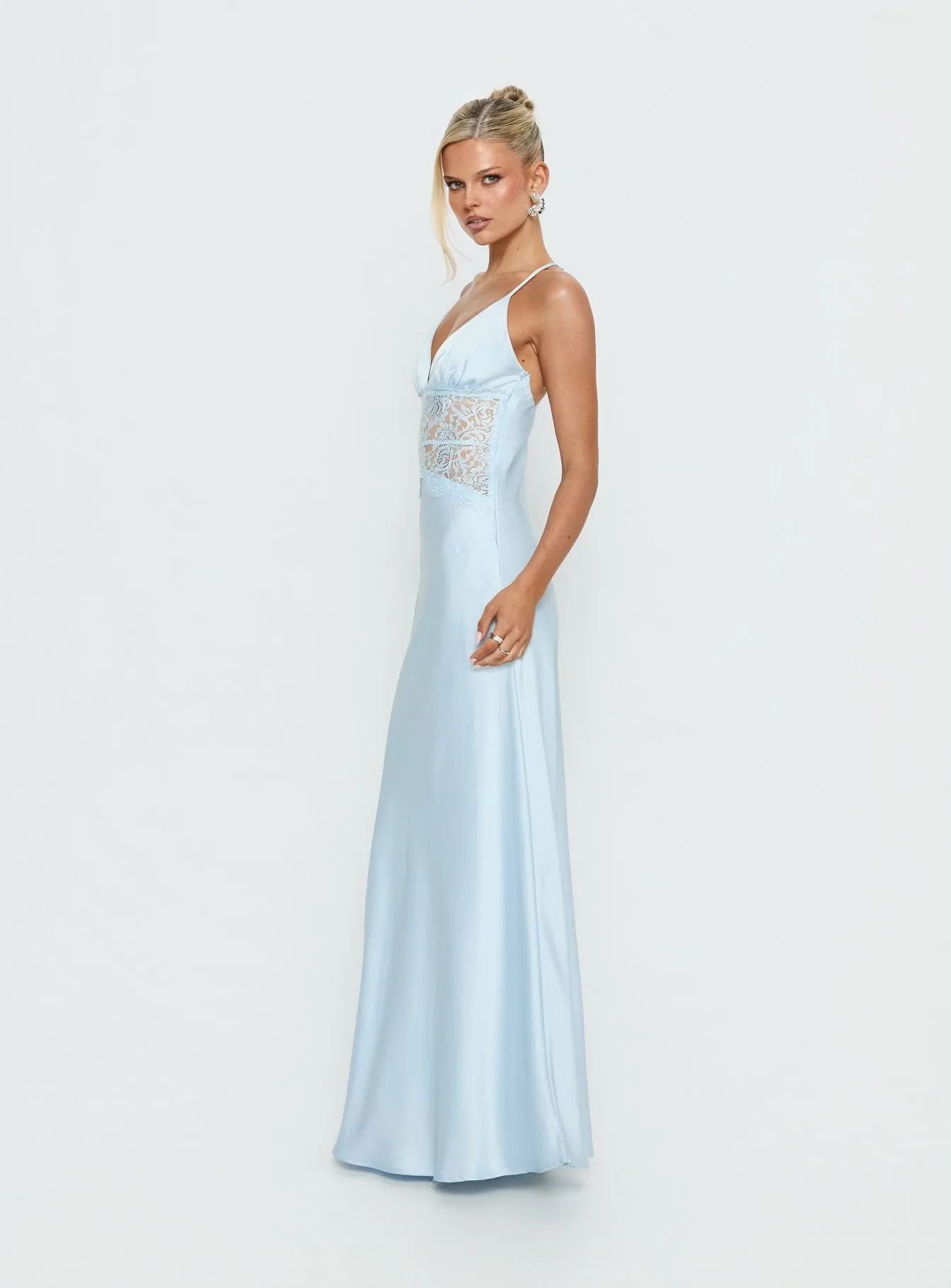 Klairee Halter Lace Maxi Dress Icy Blue sold by Princess Polly product image thumbnail 4