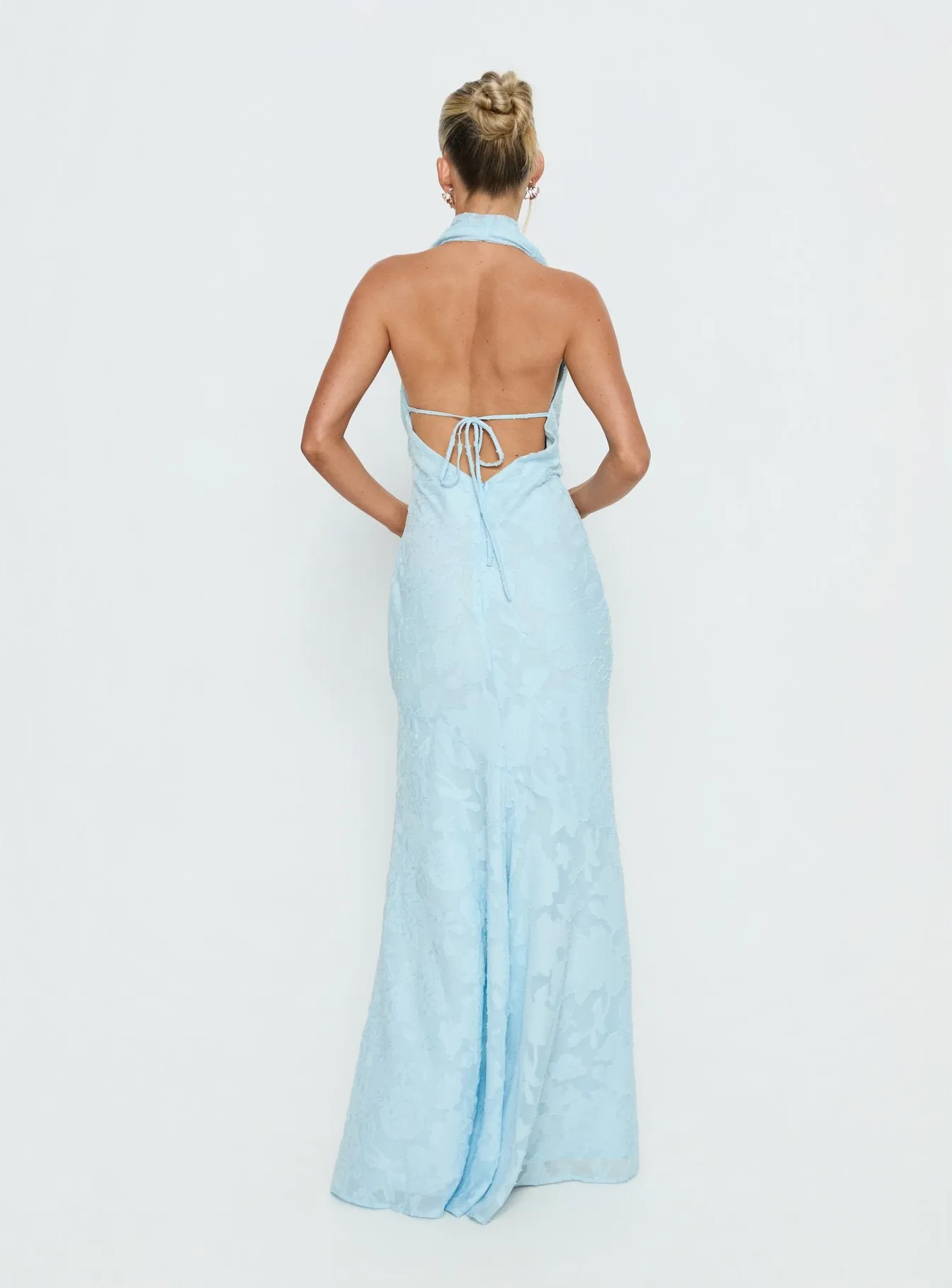 Invisible String Cowl Plunge Backless Maxi Dress Light Blue sold by Princess Polly product image thumbnail 5