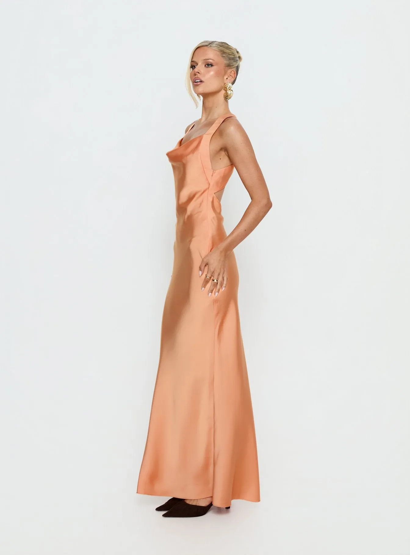 Isitt Cowl Crossover Back Maxi Dress Orange sold by Princess Polly product image thumbnail 4