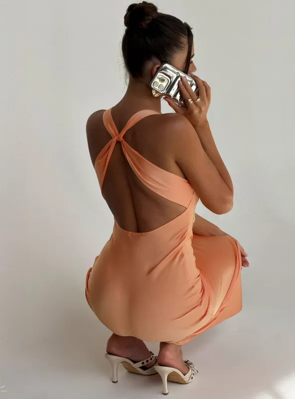 Isitt Cowl Crossover Back Maxi Dress Orange made by Princess Polly