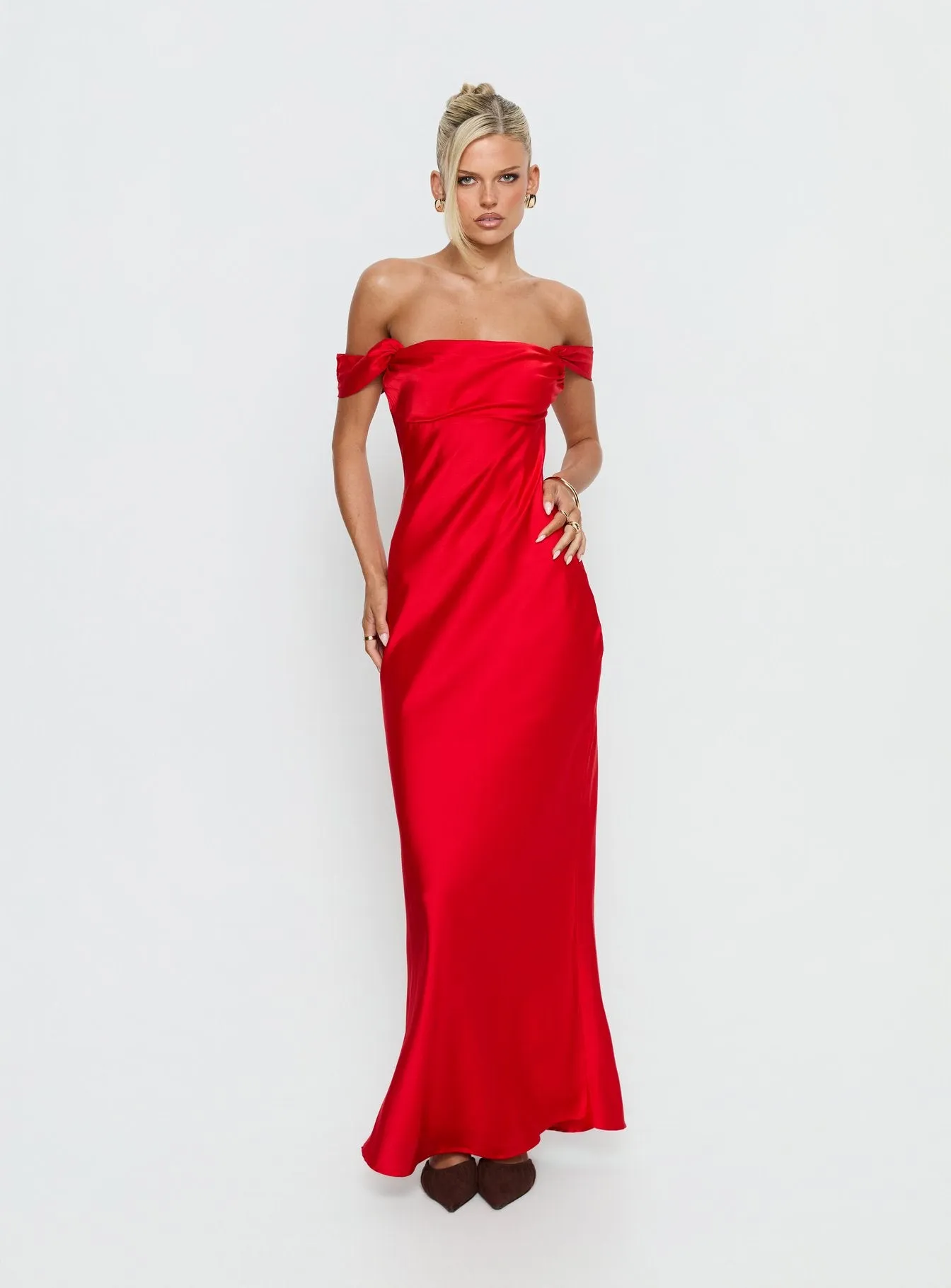 Azura Off The Shoulder Maxi Dress Red sold by Princess Polly product image thumbnail 2