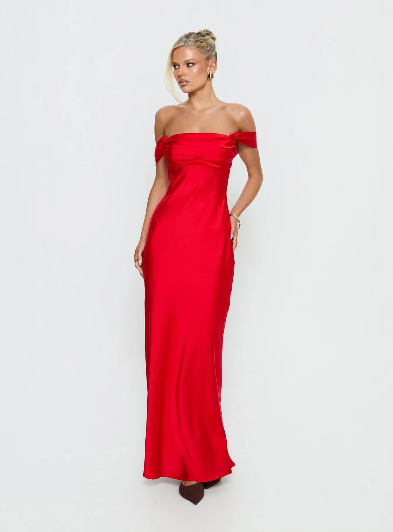 Azura Off The Shoulder Maxi Dress Red sold by Princess Polly product image thumbnail 3