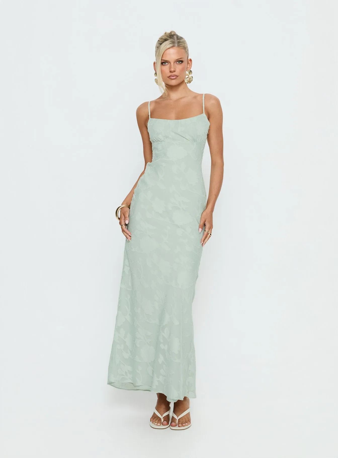 Avienna Maxi Dress Sage Burnout sold by Princess Polly product image thumbnail 2
